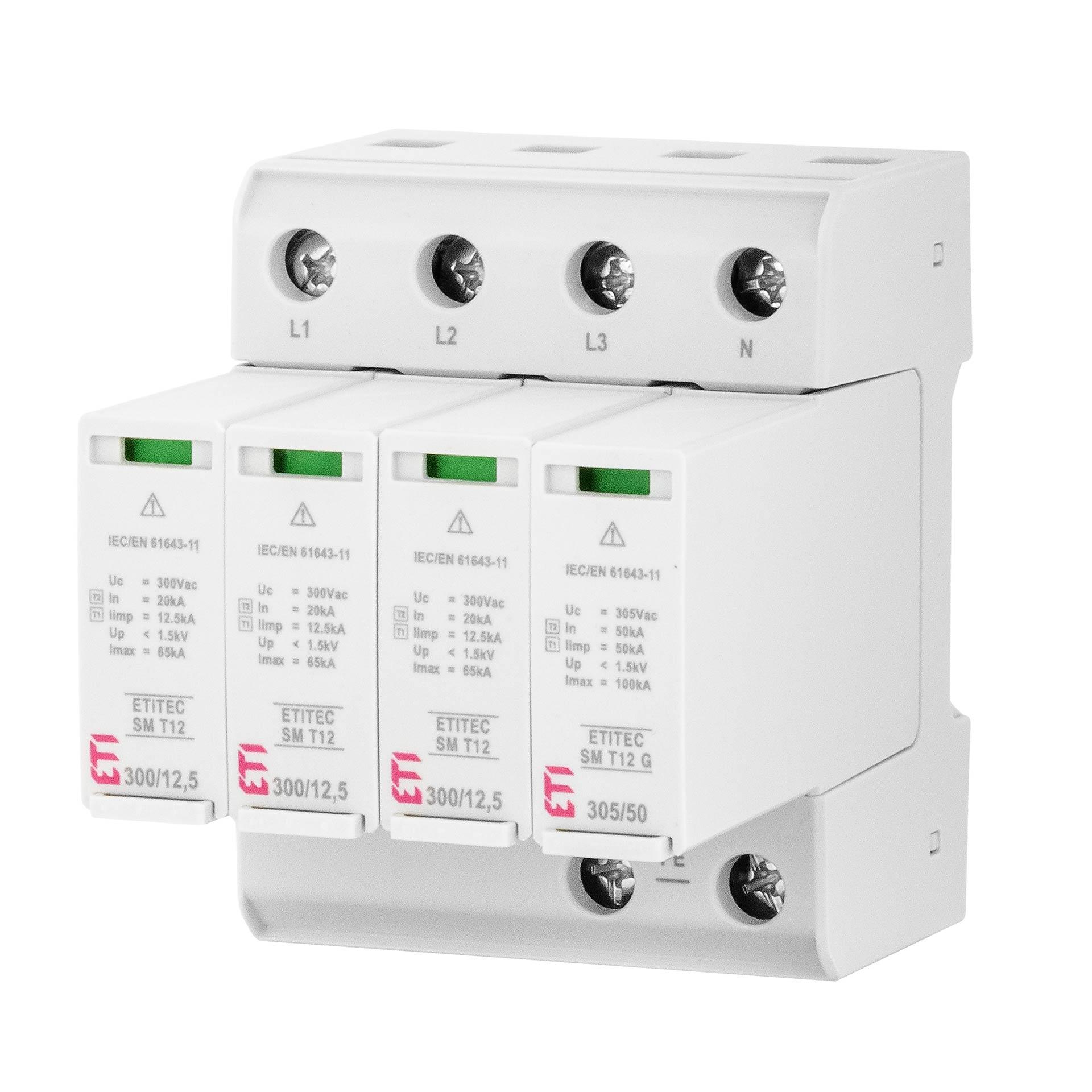 Überspannungsableiter Typ 1+2, ETITEC SM B T12 300/12,5 3+1 RC Leckstromfrei, (TN-S & TT)
