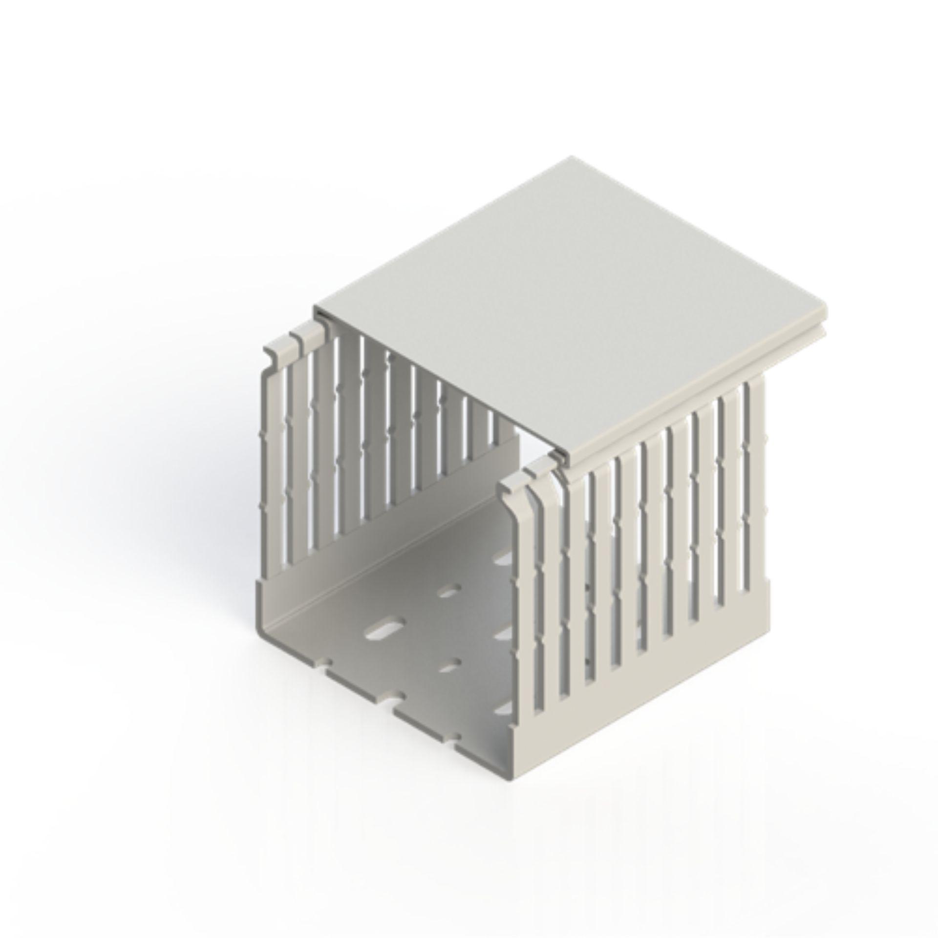 Kabelkanal halogenfrei lichtgrau (VK-GN) / 100x100mm (BxH)-Stegabstand 5mm