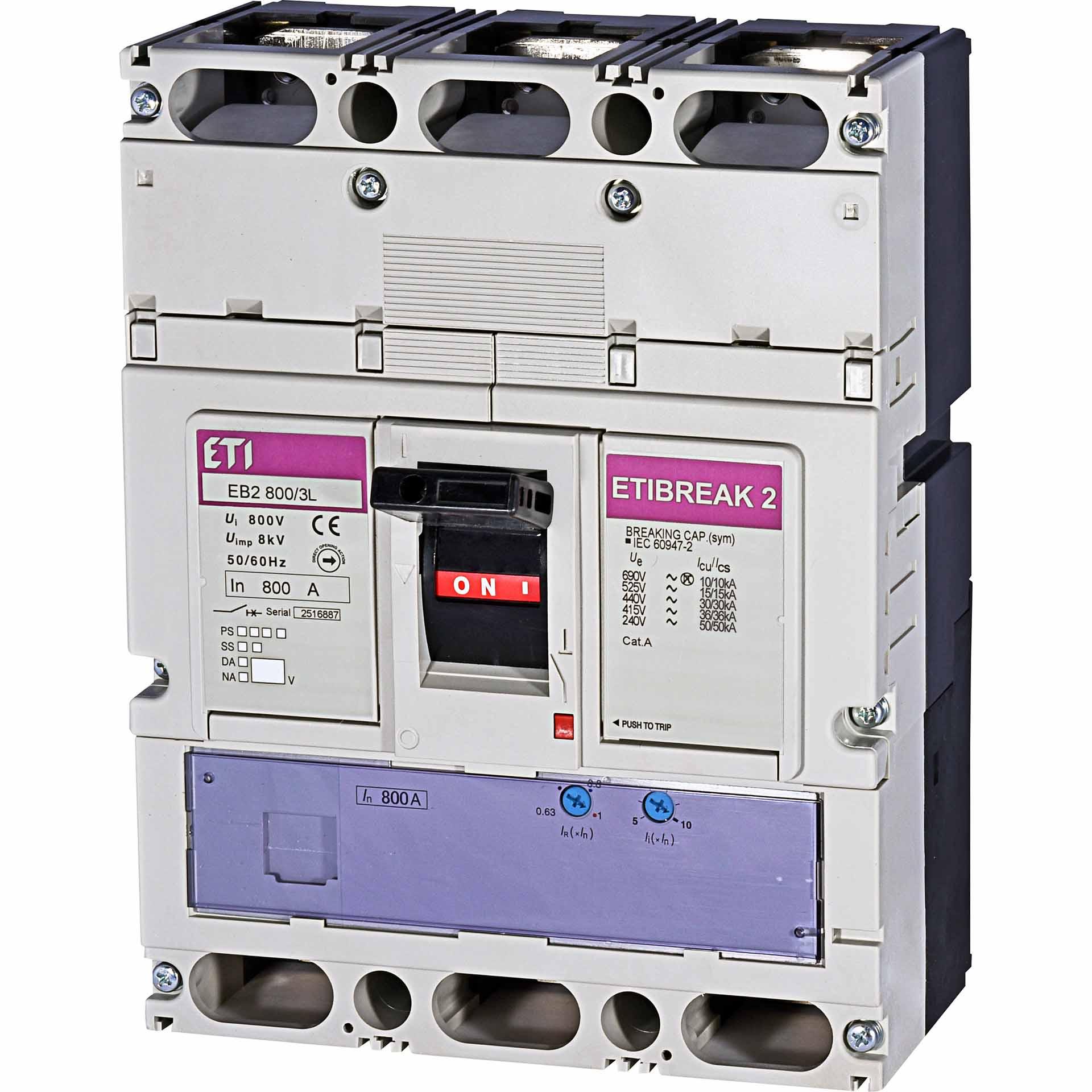 Leistungsschalter EB2 800/3L 800A, Icu 36kA / Ics 36kA