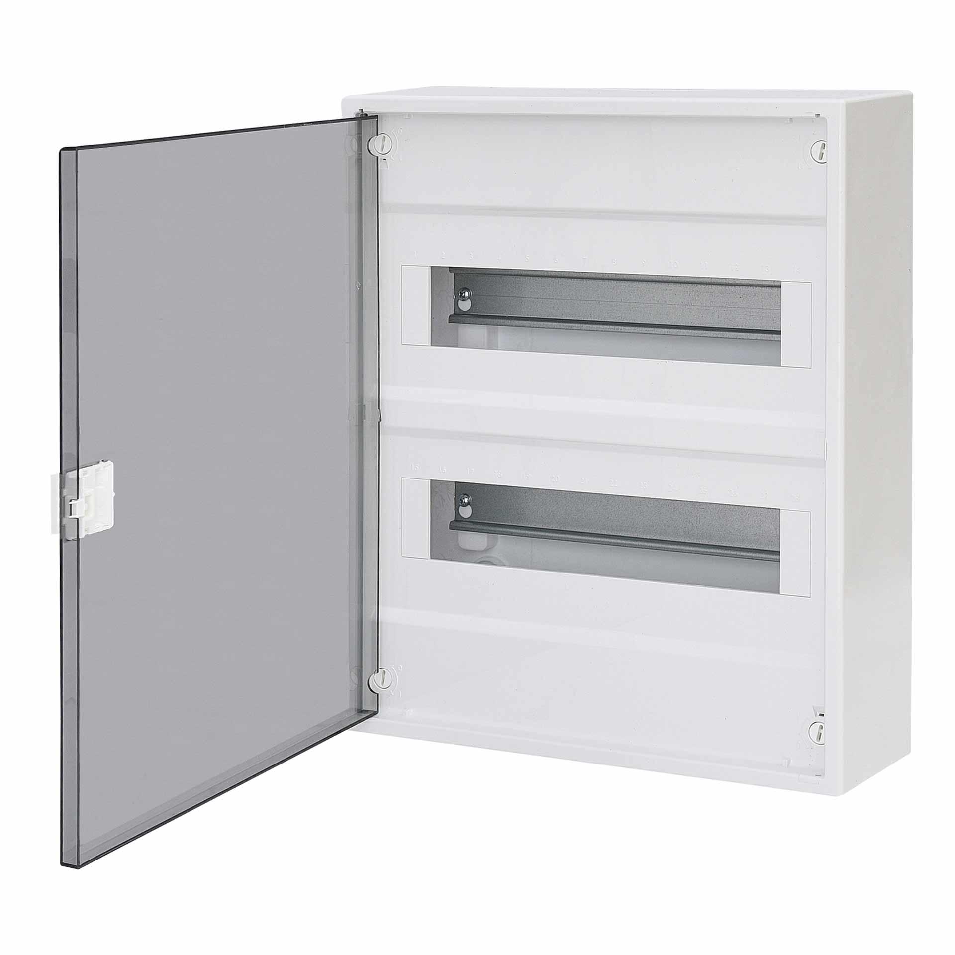 Aufputzverteiler mit transparenter Tür "ACT-24-PT", IP40, 2x12 Modul (24M)