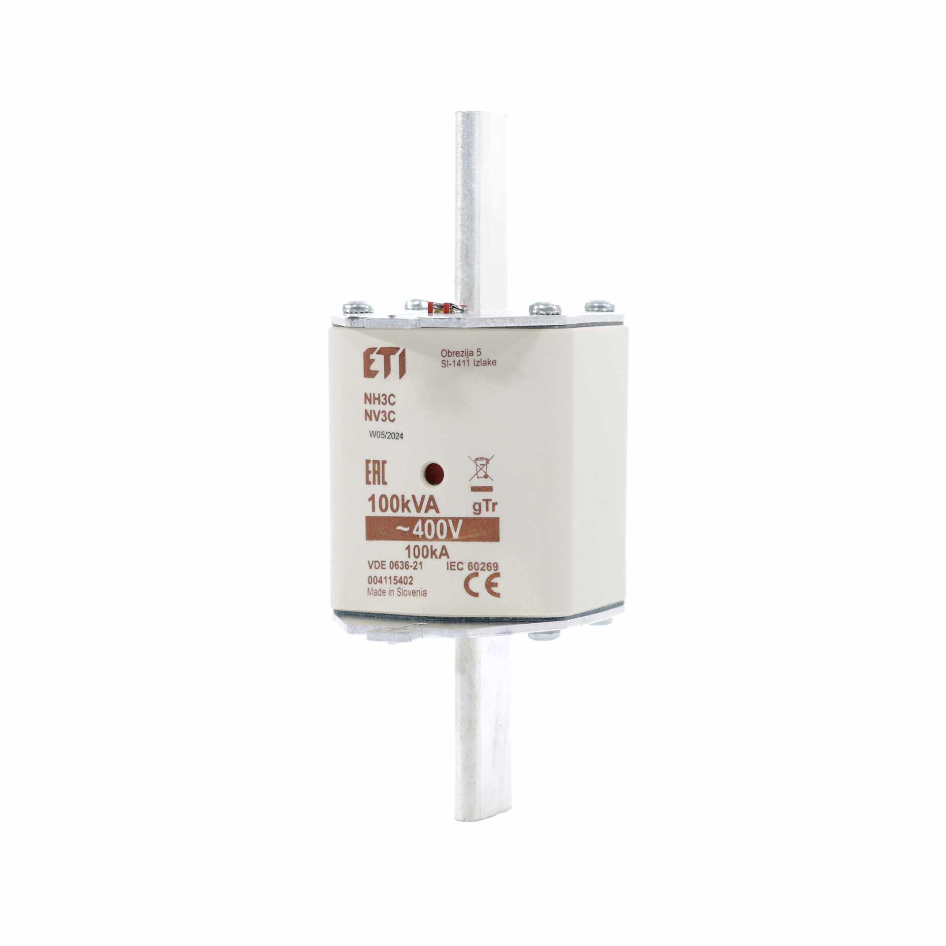 NH fuse size 3, 144A for transformer protection 100kVA, gTr