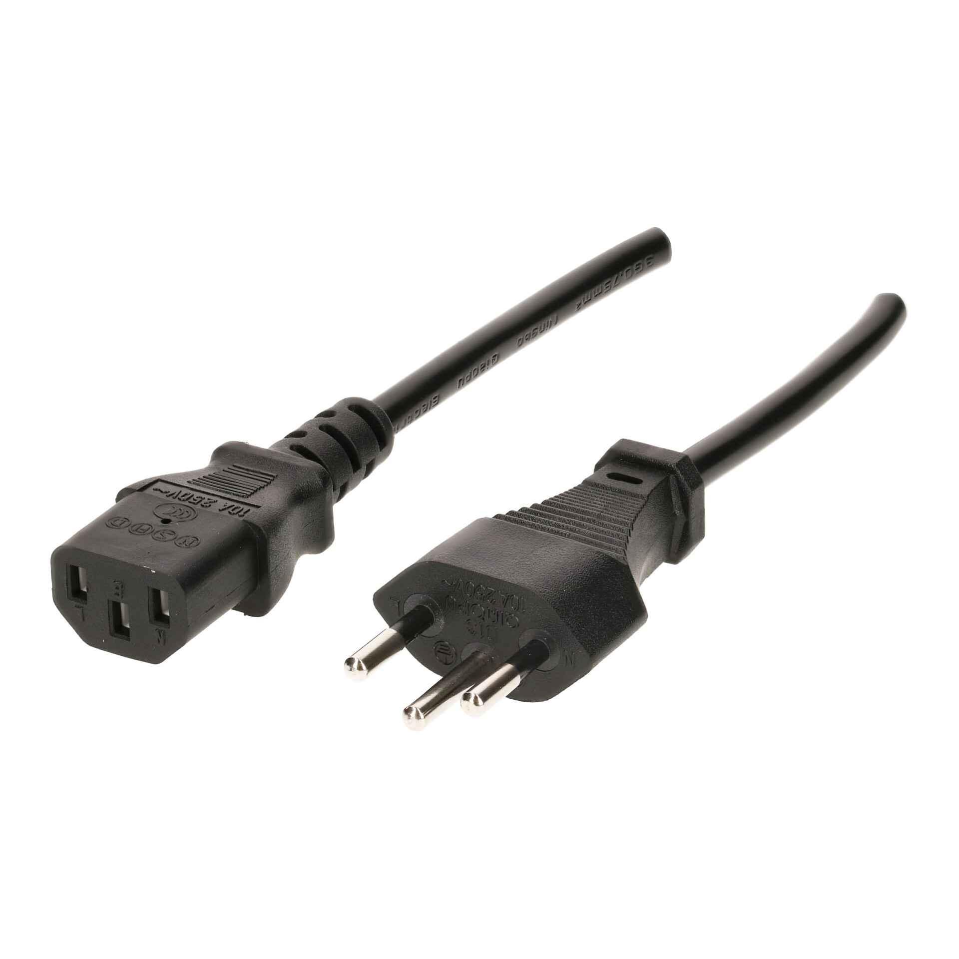 TD-Apparatekabel H05VV-F3G0.75 1m schwarz T12/C13