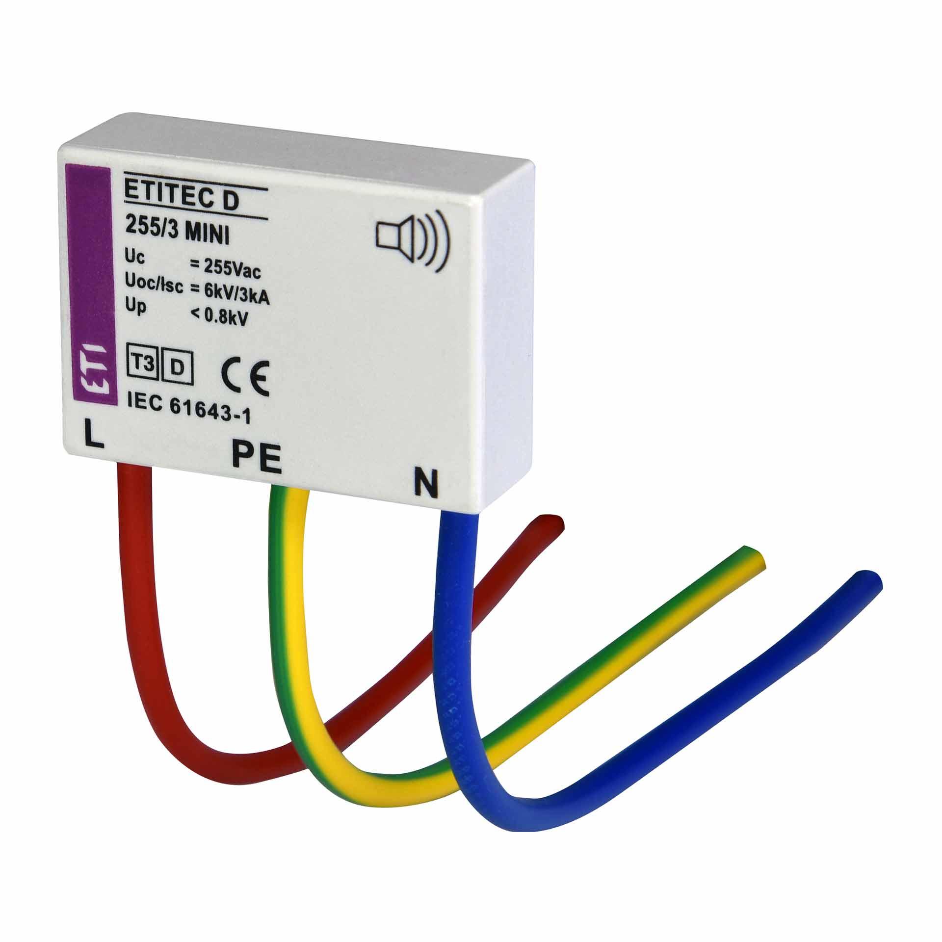Überspannungsableiter Typ 3, ETITEC D 255/3 MINI, (TN-S)