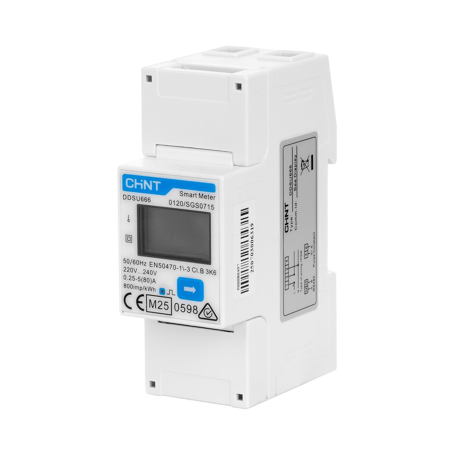 Chint Energiezähler für Direktmessung, 2P, 230V, 80A, RS485, MID, Typ DTSU666