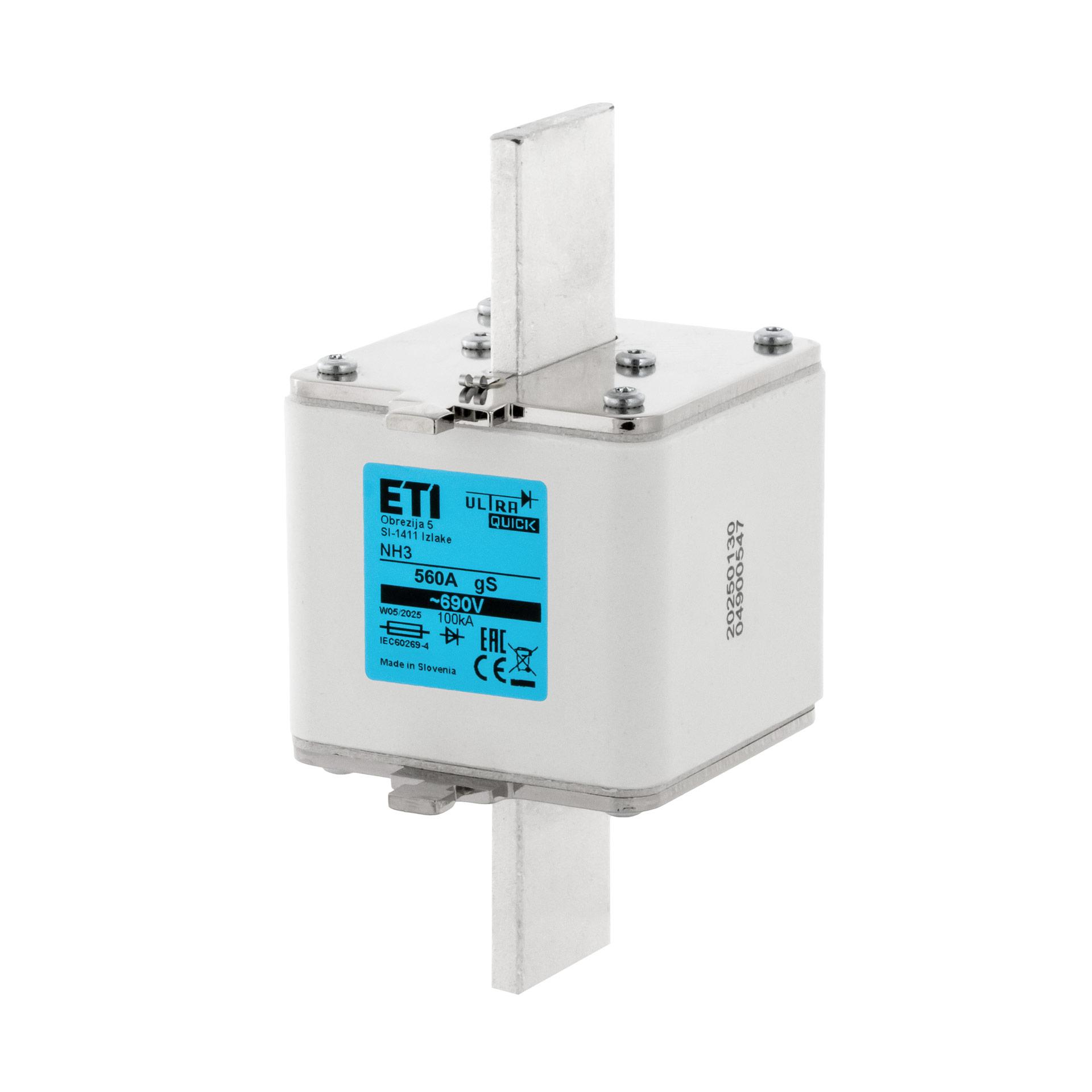 NH-Halbleitersicherung Gr. 3, 560A, Charakteristik gS, 690V
