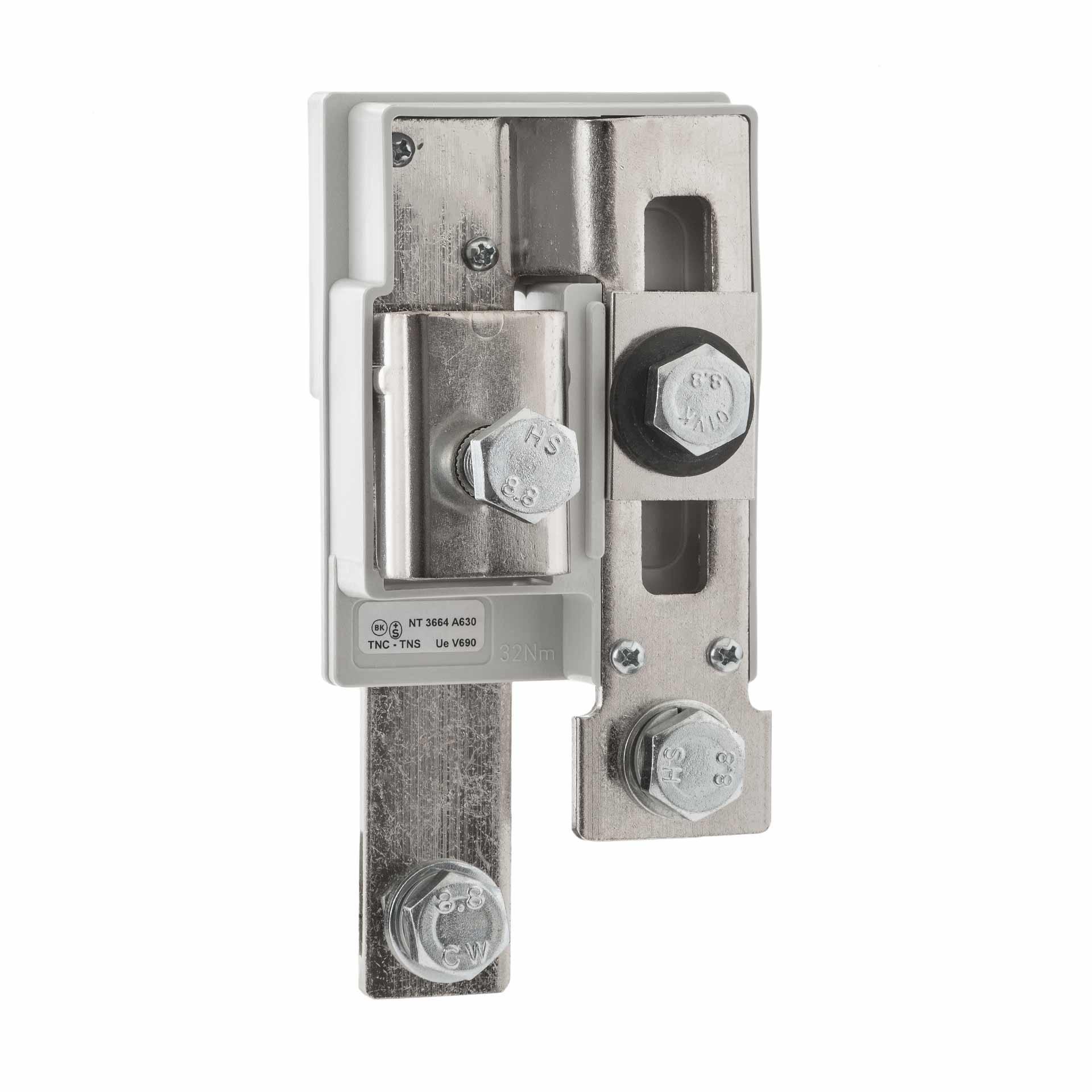 PEN-Trenner / Neutralleitertrenner 630A, Montage auf Flachkupfer 5 bis max. 10mm, TNC - TNS
