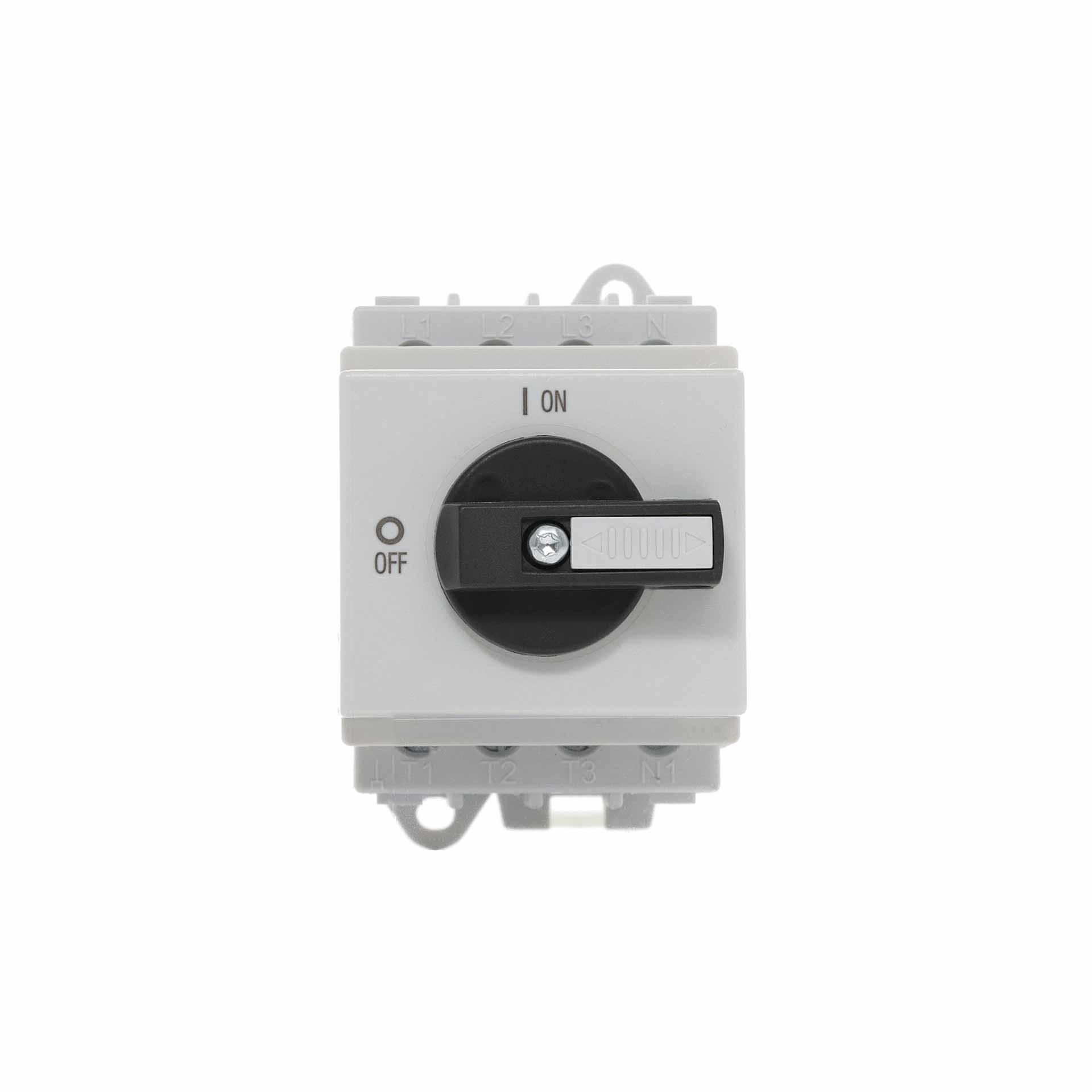 Lasttrennschalter mit Sperrvorrichtung und flachem Schalthebel, 4-polig, 25A, 10 kW