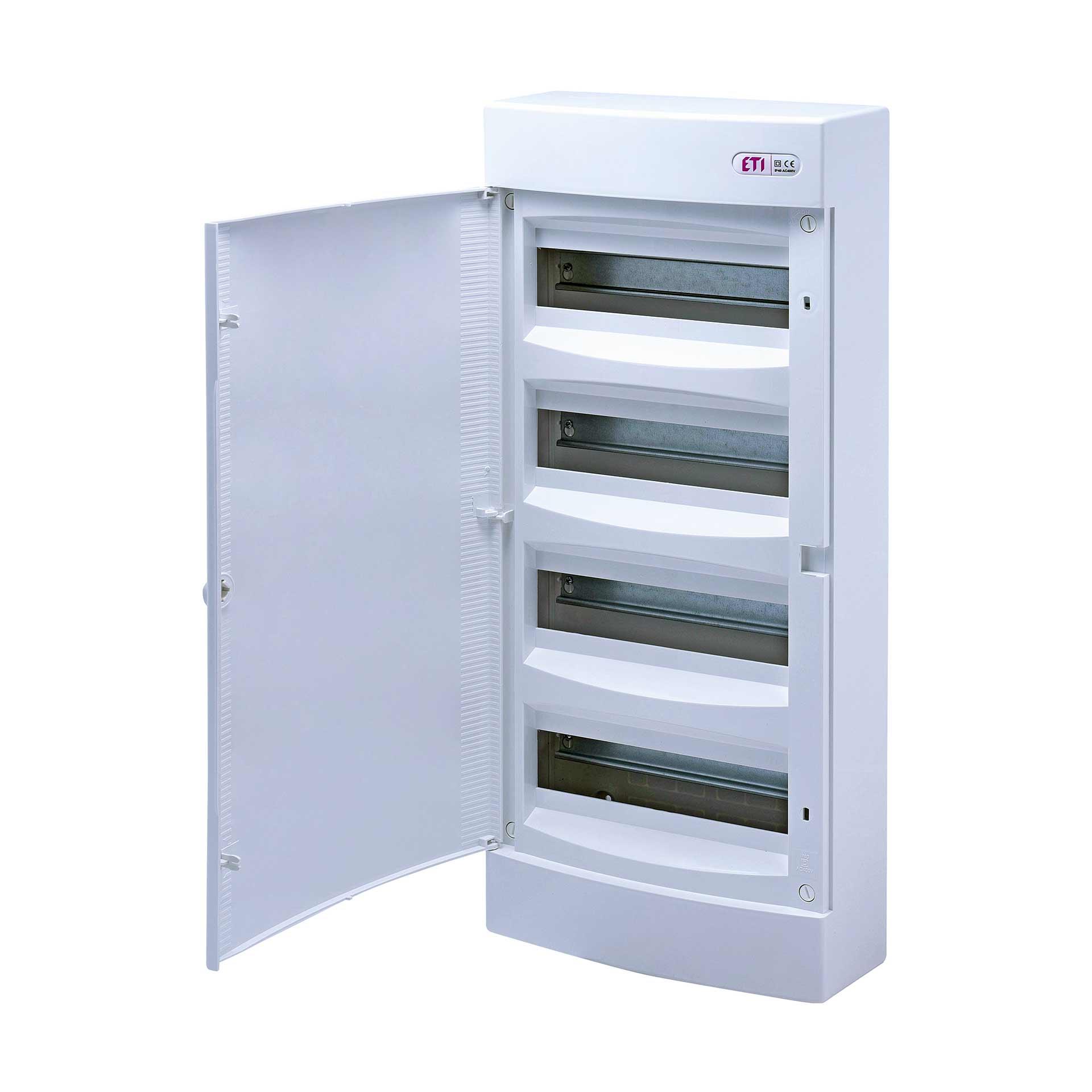 Aufputzverteiler mit weisser Tür "ECT-48-PO", IP40, 4x12 Modul (48M)