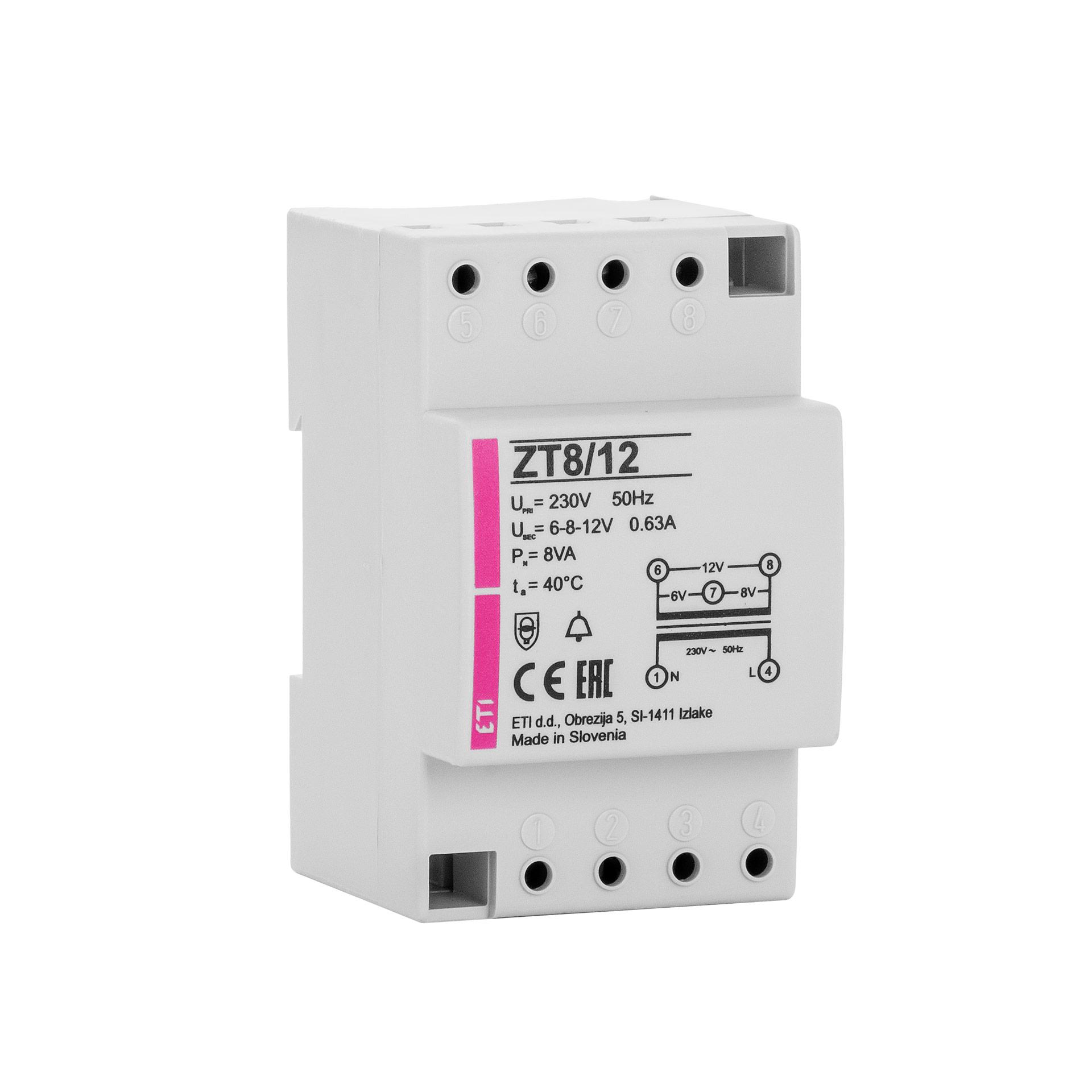 Klingeltrafo 230V, 6-8-12V, 0.63A, 8VA