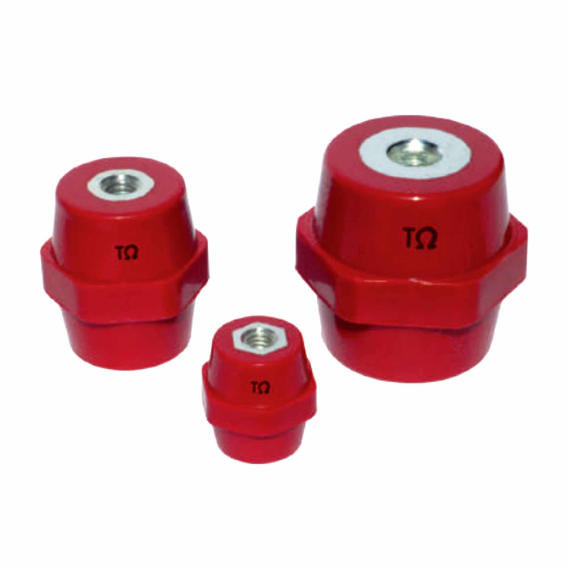 Low-voltage insulator red, height 30mm - M8