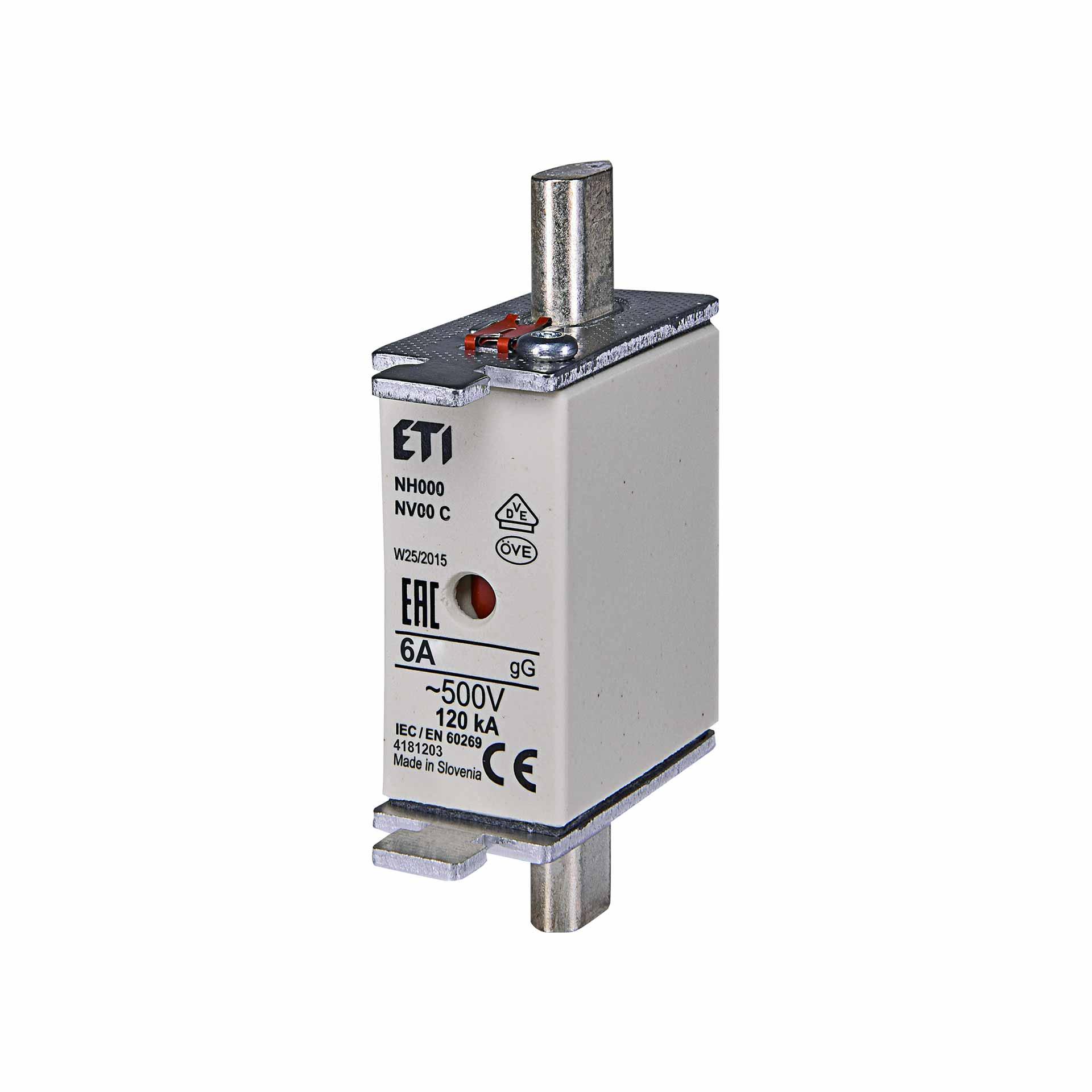 NH-Sicherung Gr. 000 6A, Charakteristik gL-gG 500V