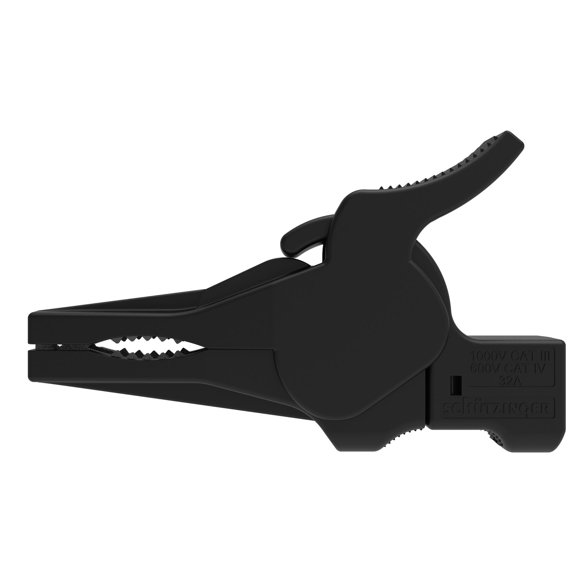 Sicherheits-Abgreifklemme Steckanschluss ø 4mm, Klemmbereich bis 34mm, schwarz