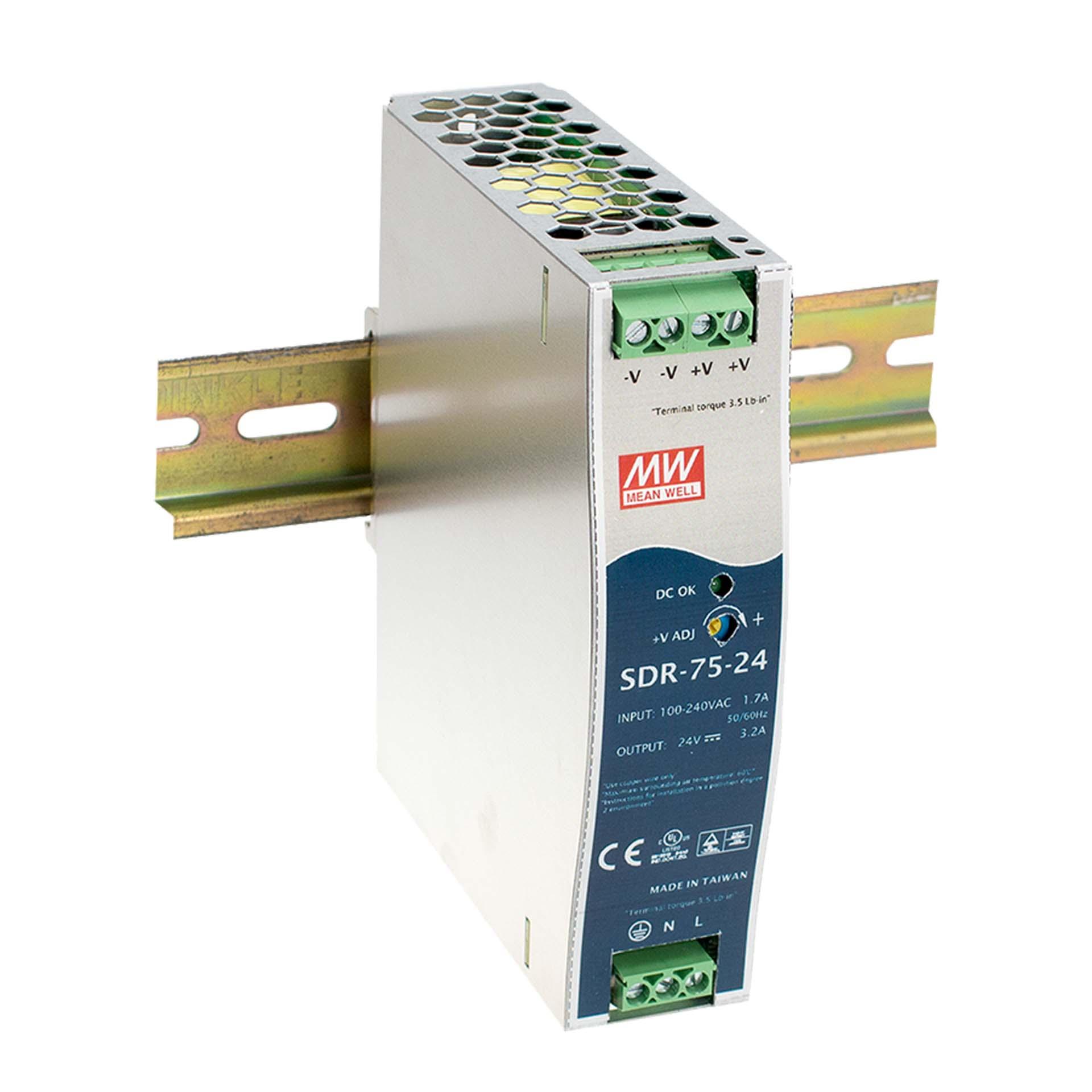 Alimentationl stabilisée Mean Well SDR-75-24, 24V DC, 3.2A, 76W