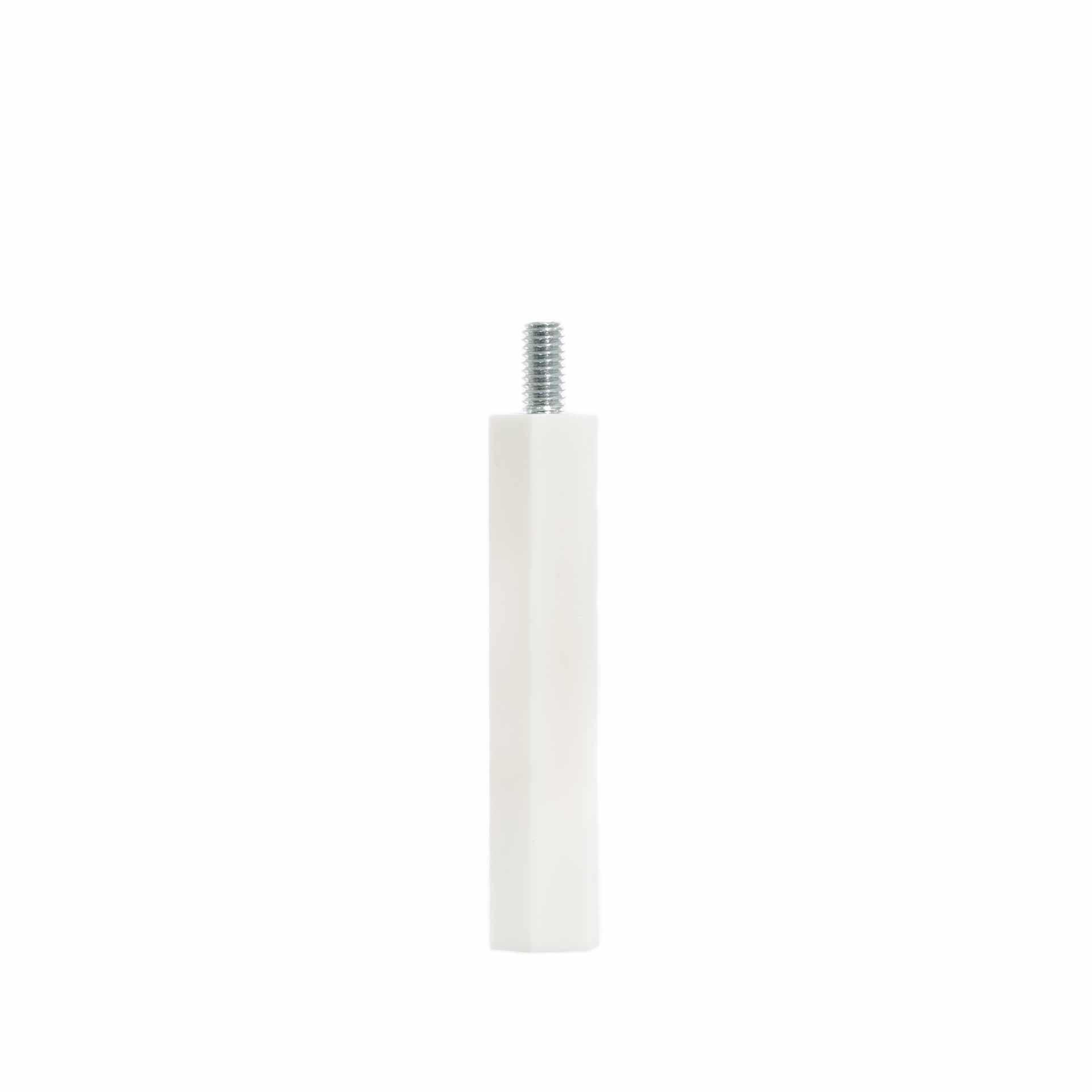 Isolierter Distanzbolzen M6, weiss, 70mm, 12mm Aussengewinde