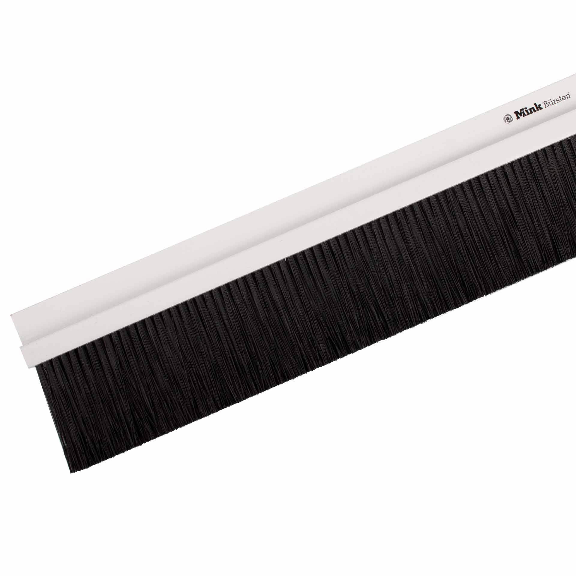 Mink Standardbürstenleiste, PVC, RAL 7035 lichtgrau, Gesamtlänge 1000mm, Faserhöhe 50mm, Höhe 75mm 