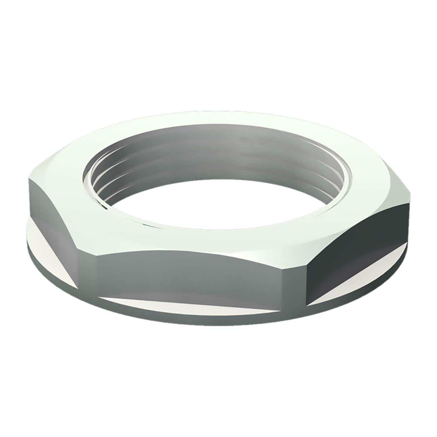 Gegenmutter mit Bund M16 x 1.5, Polyamid  6.6, 30% GF, hellgrau RAL 7035
