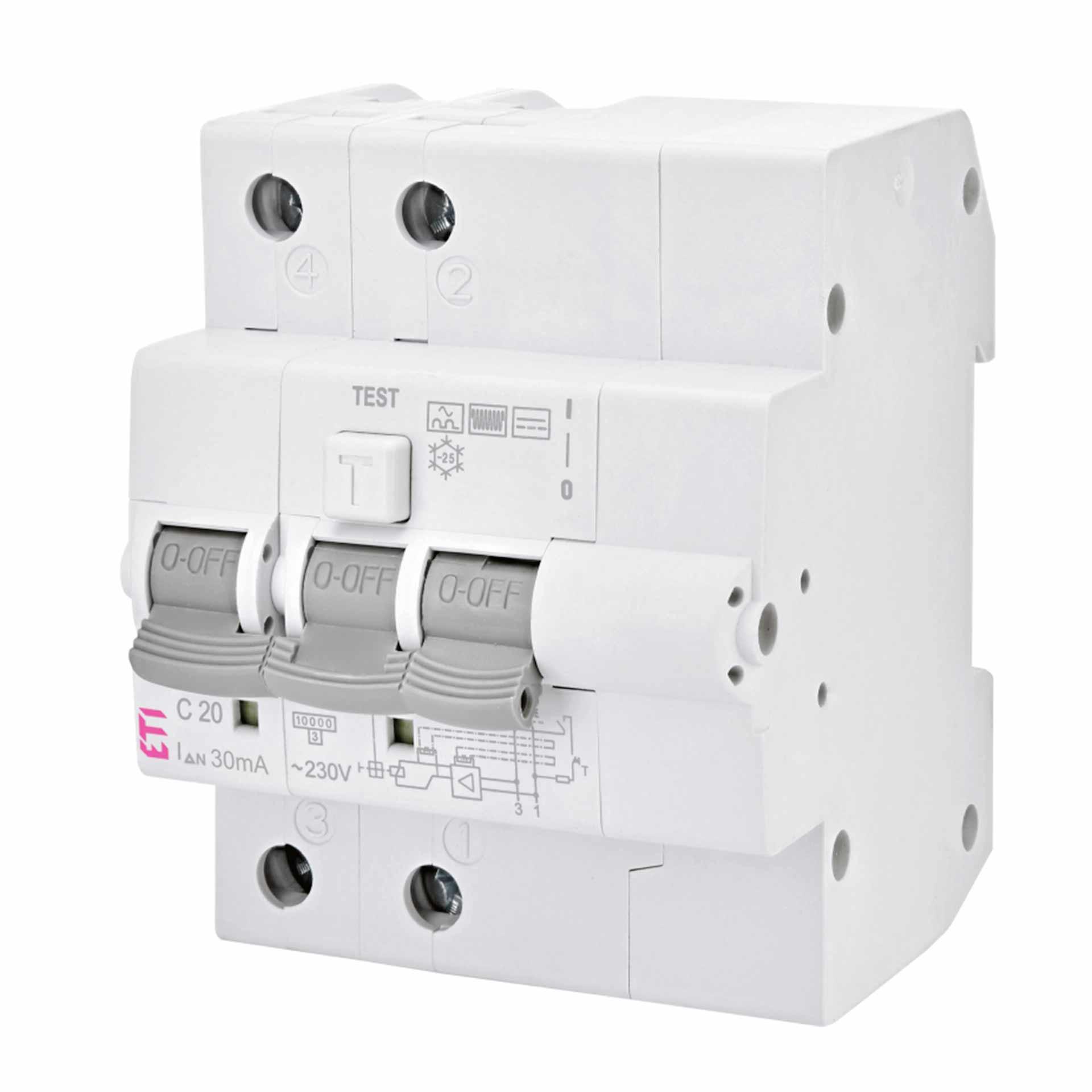 FI/LS,  KZS-4M, Typ-B, 2-polig, Charakteristik C / 20A, 10kA (0.03A)