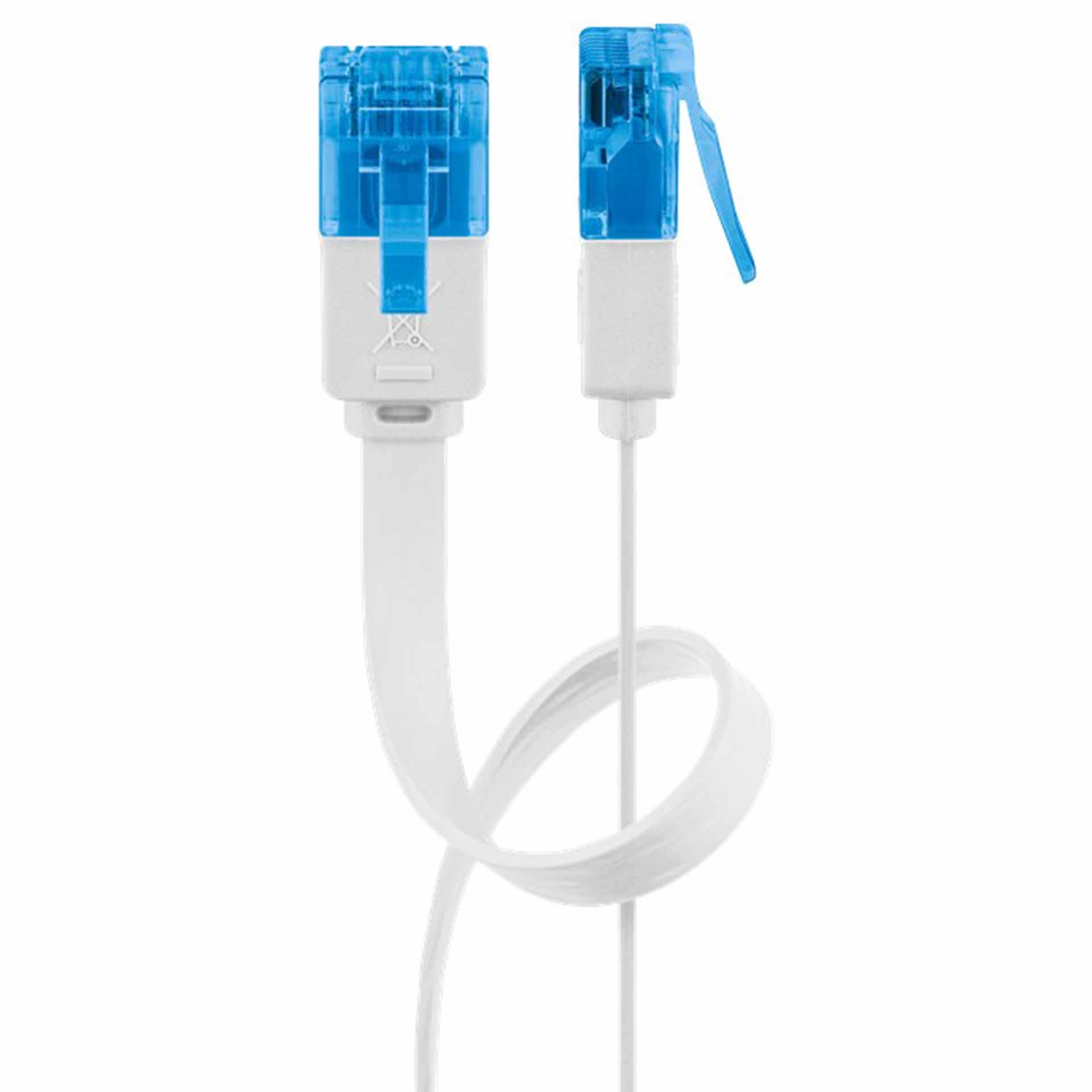 CAT 6A Flach-Patchkabel, RJ45, U/UTP, weiss, 500mm