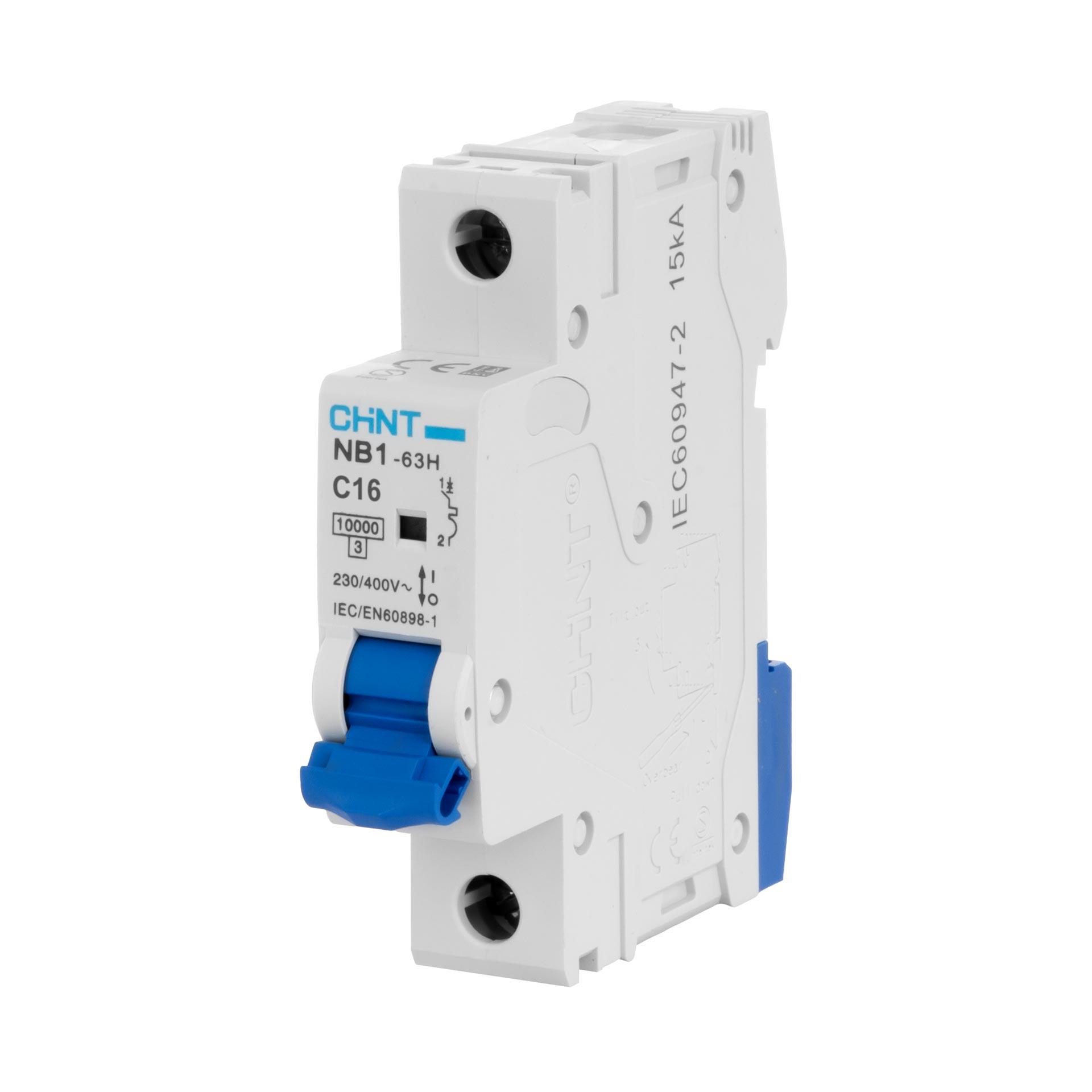 Chint Leitungsschutzschalter - MCB, 1P, Charakteristik C / 16A, 10kA, Typ NB1-63H DB