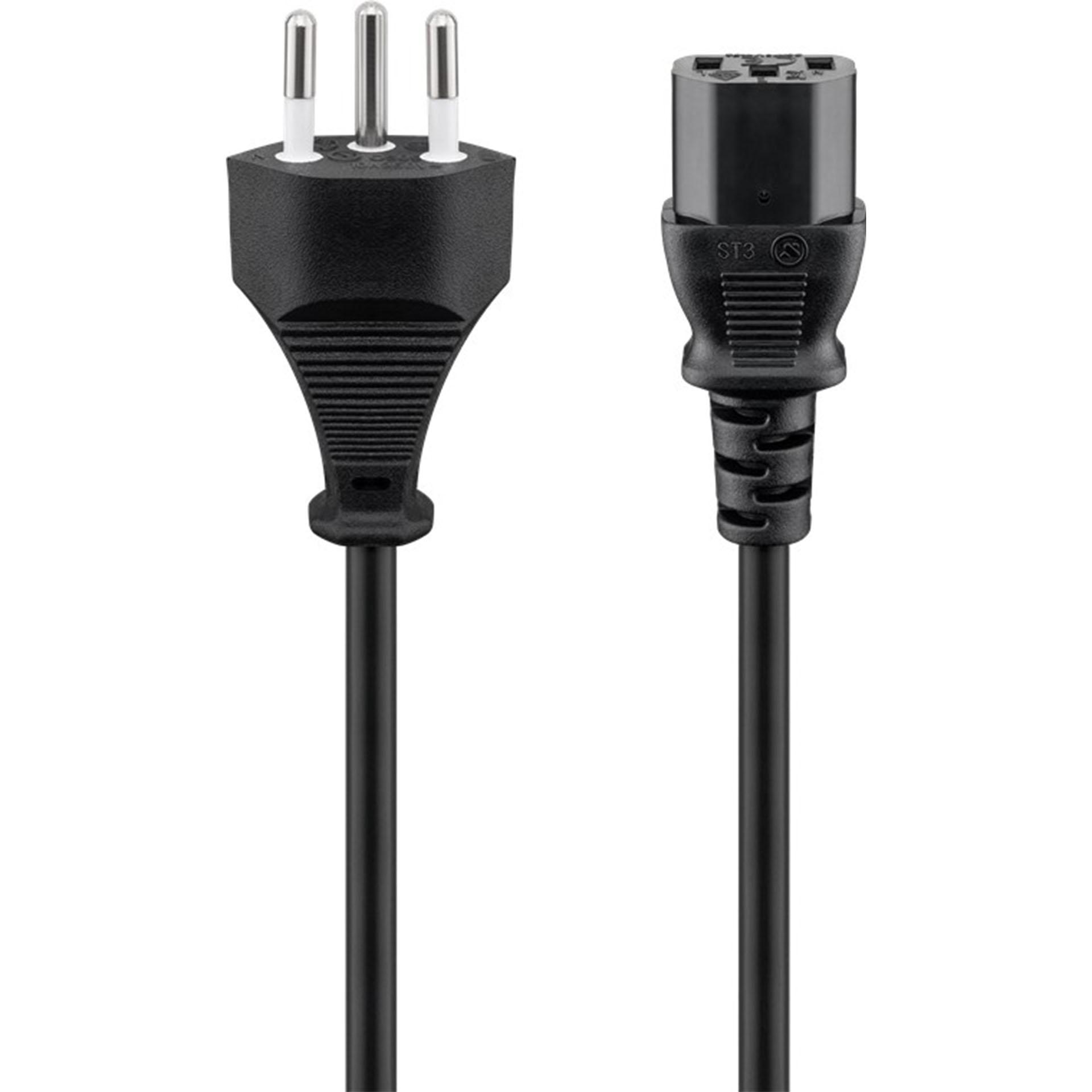 Apparatekabel H05VV-F3G0.75, 2m, schwarz, T12/C13