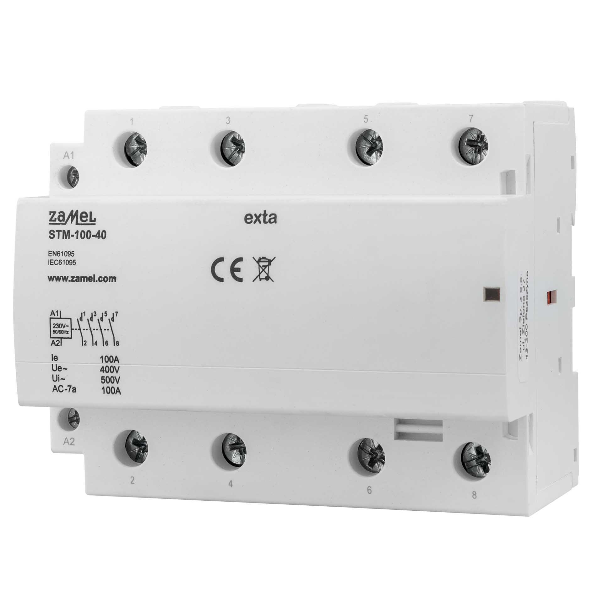 Installationsschütz 4-polig, 100A (AC1, 400V), R100-40 230V AC
