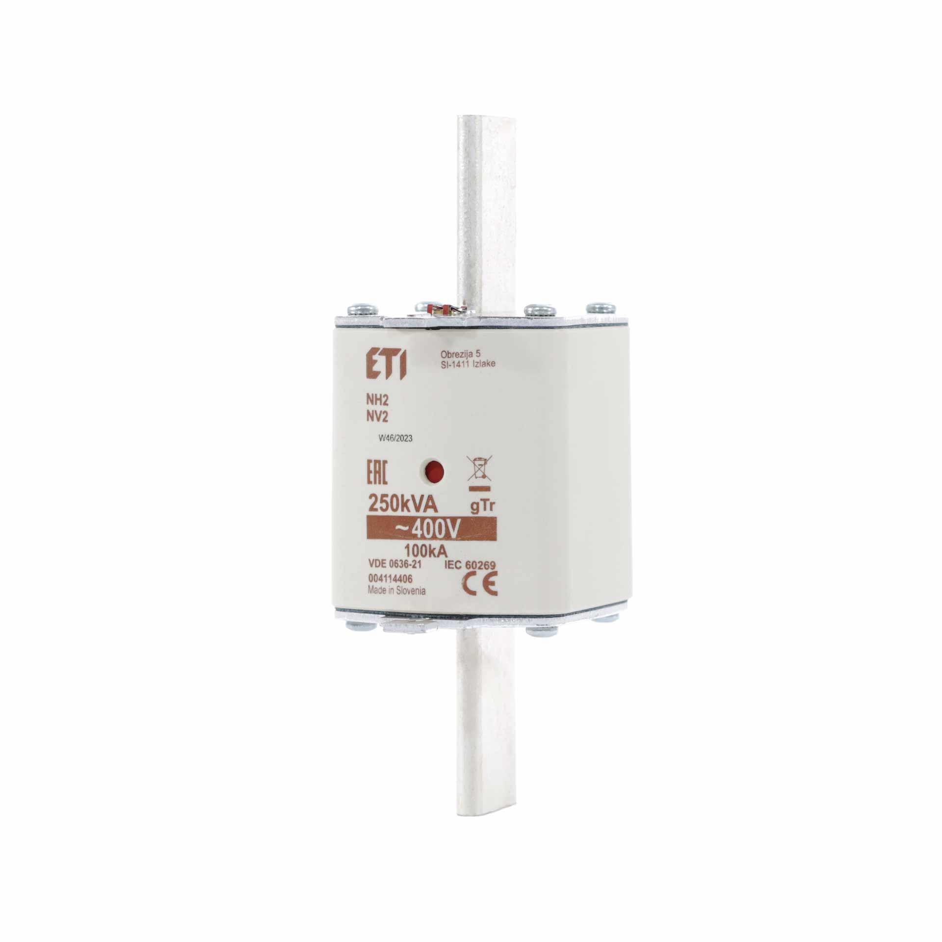 NH fuse size 2, 361A for transformer protection 250kVA, gTr