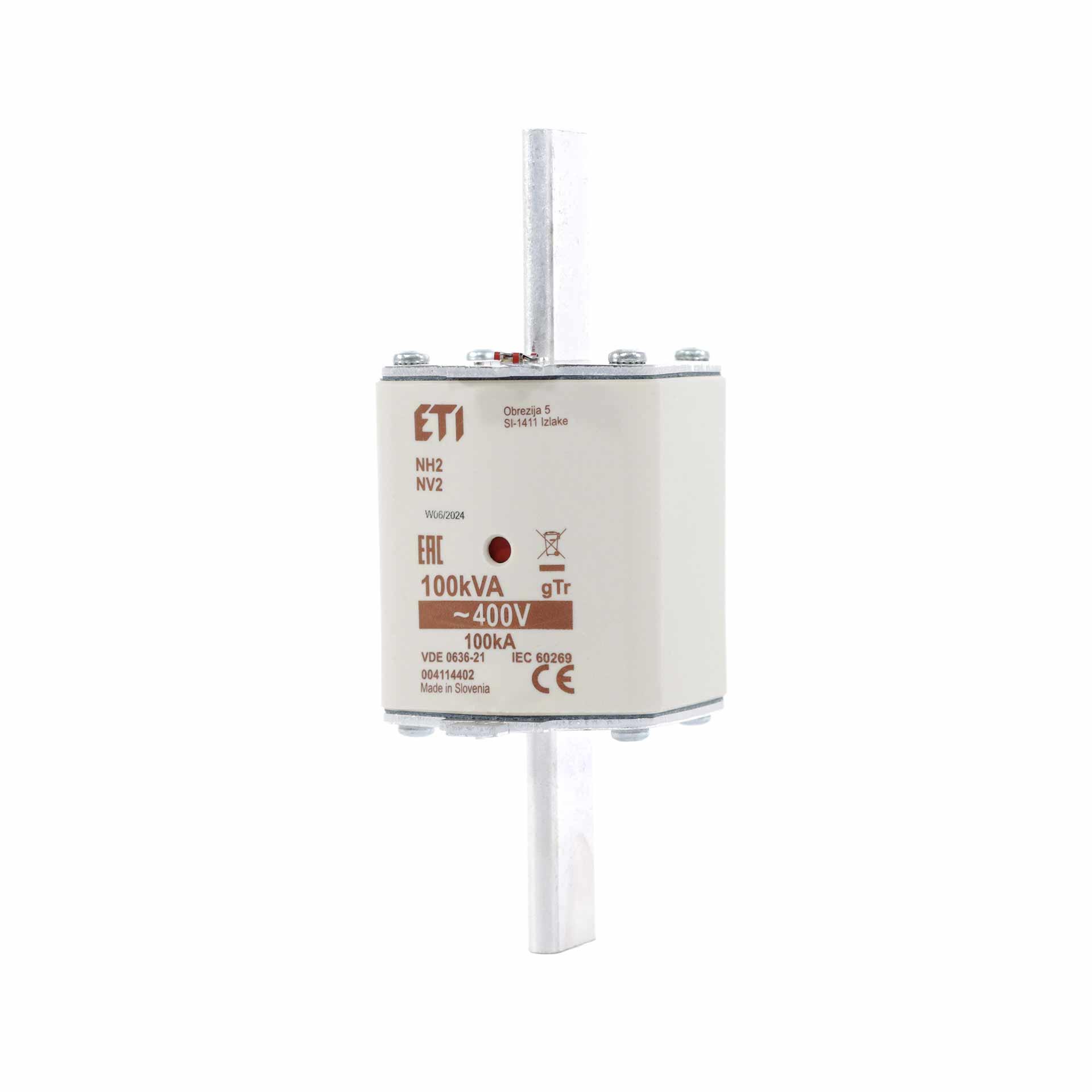 NH fuse size 2, 144A for transformer protection 100kVA, gTr