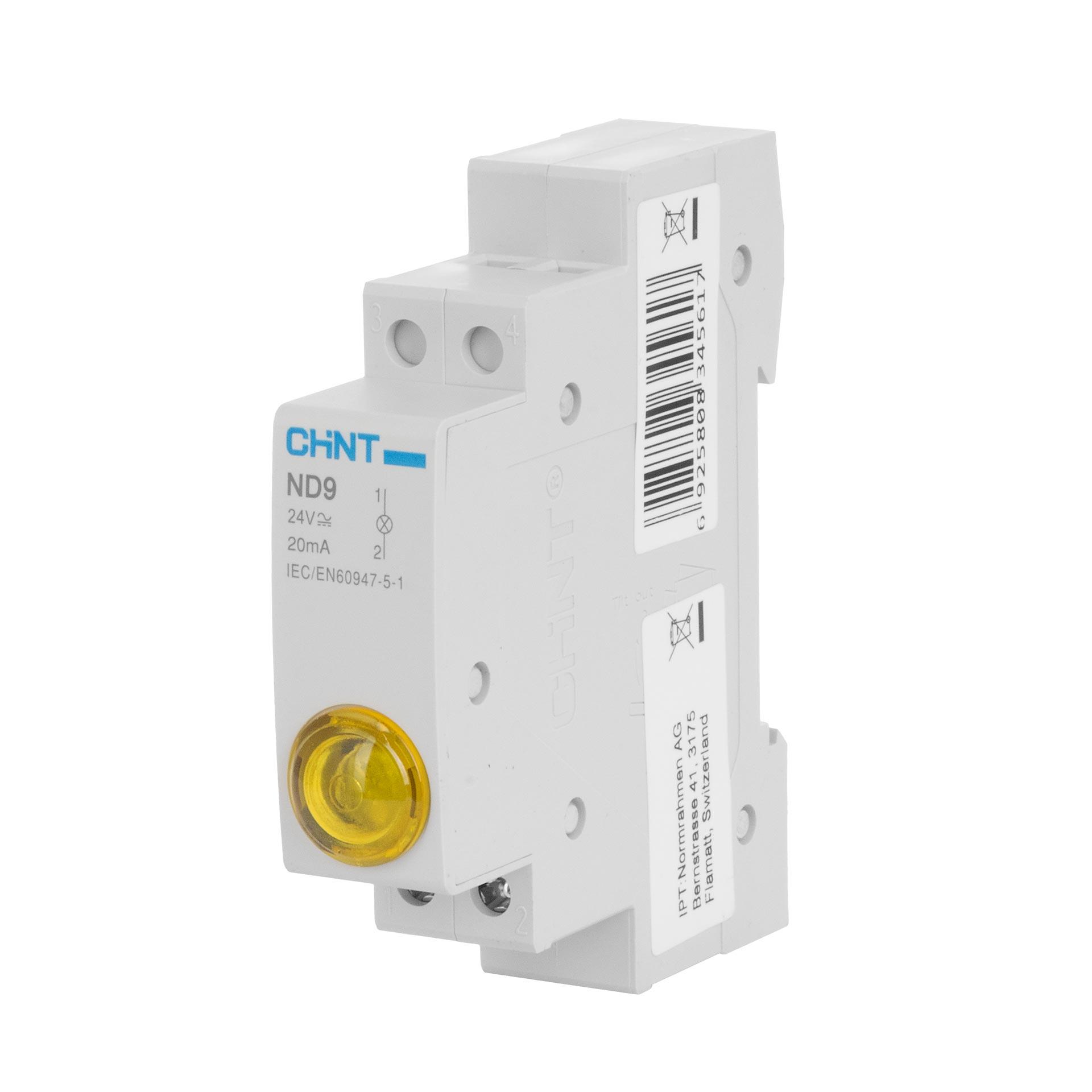 Chint REG Signal-Lampe (LED), 1-Modul, 24V AC/DC, gelb, IP20, Typ ND9-1