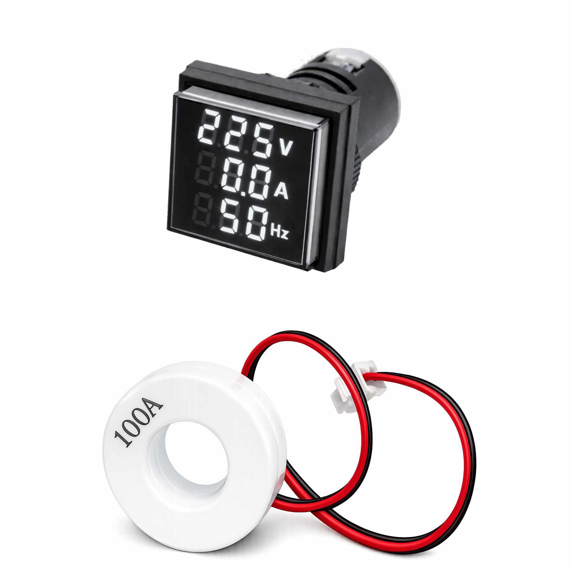 Chint Digitale LED-Einbauanzeige 22mm, Strom / Spannung / Frequenz, quadratisch, weiss