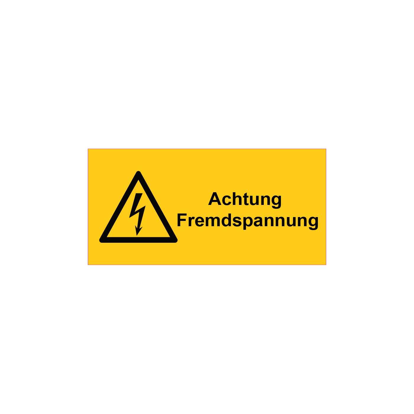 Achtung Fremdspannung 17x12mm,VPE 153 Stk. A4 Bogen