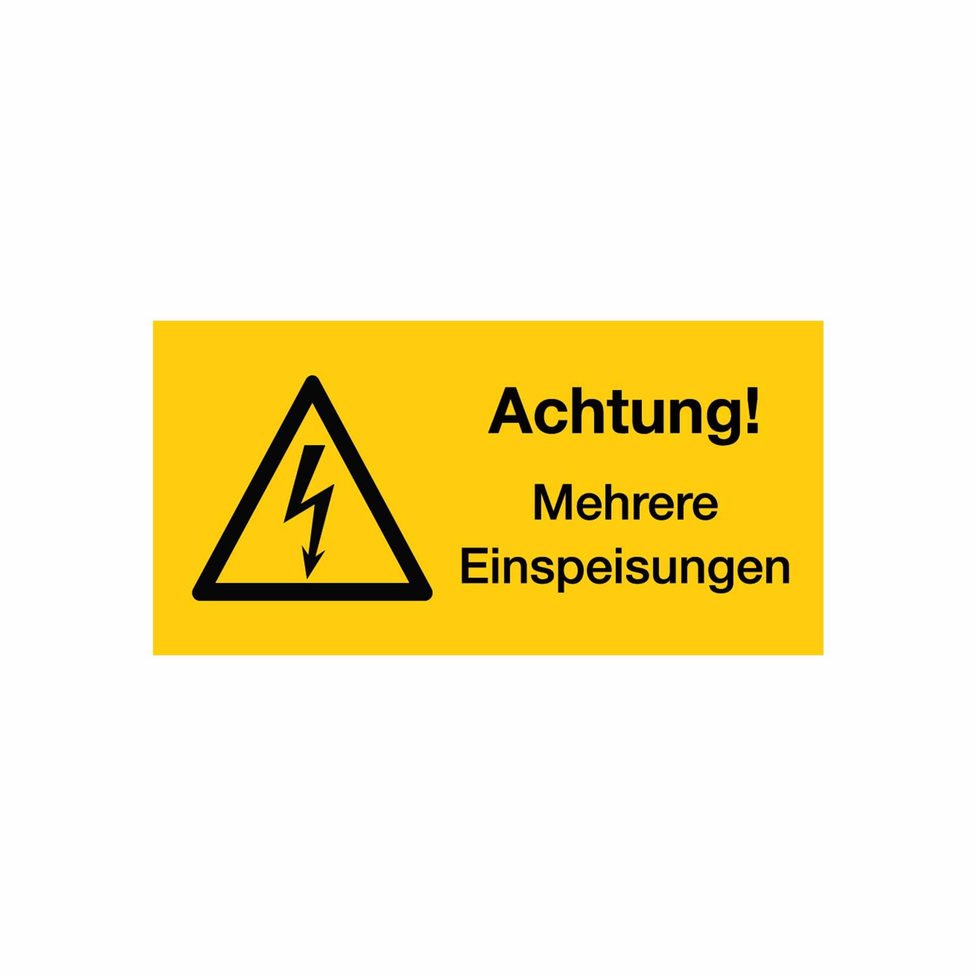 Achtung Mehrere Einspeisungen 52x26mm, VPE 35 Stk., A4 Bogen