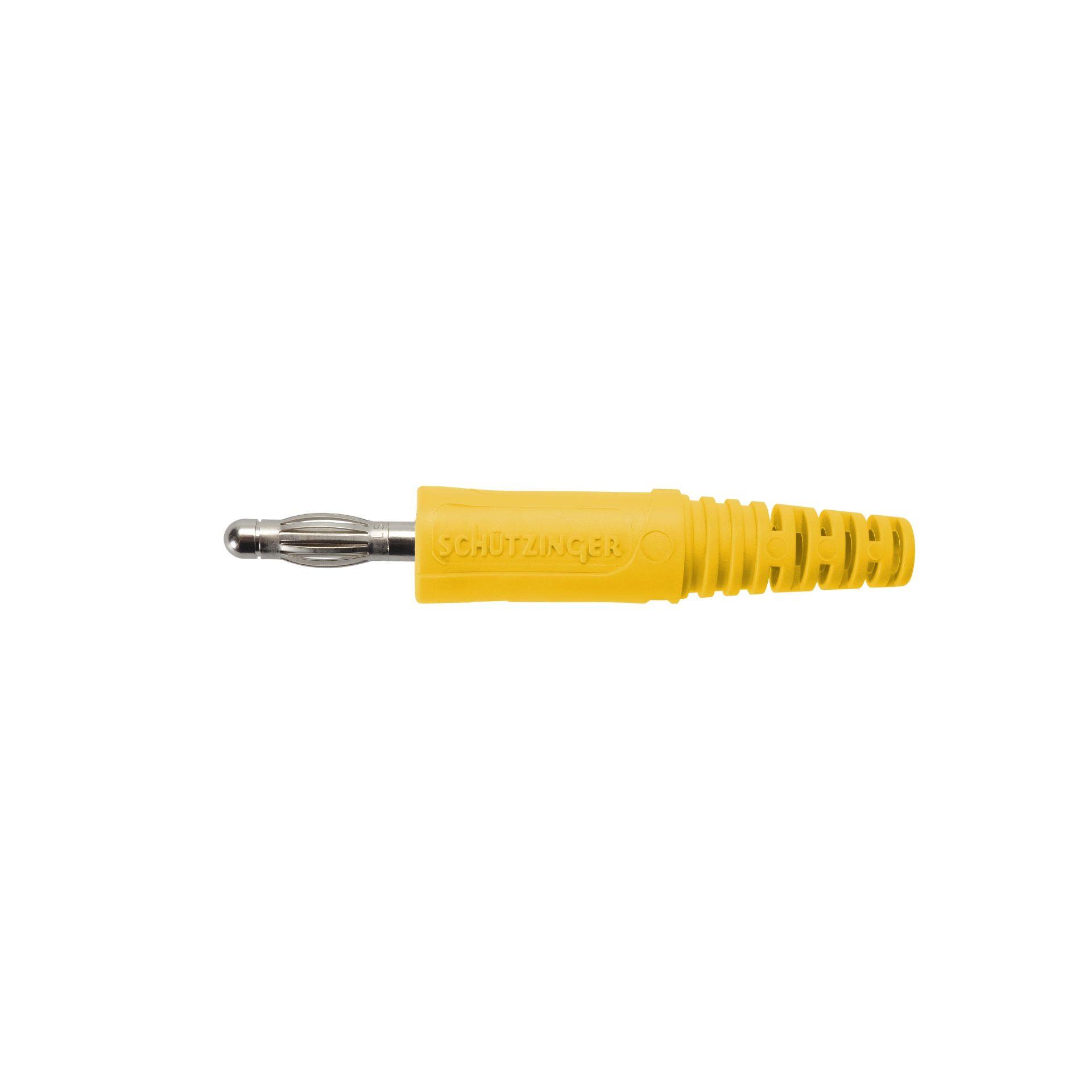 Federkorbstecker gerade ø 4mm, mit Lötanschluss bis 2.5mm2 gelb