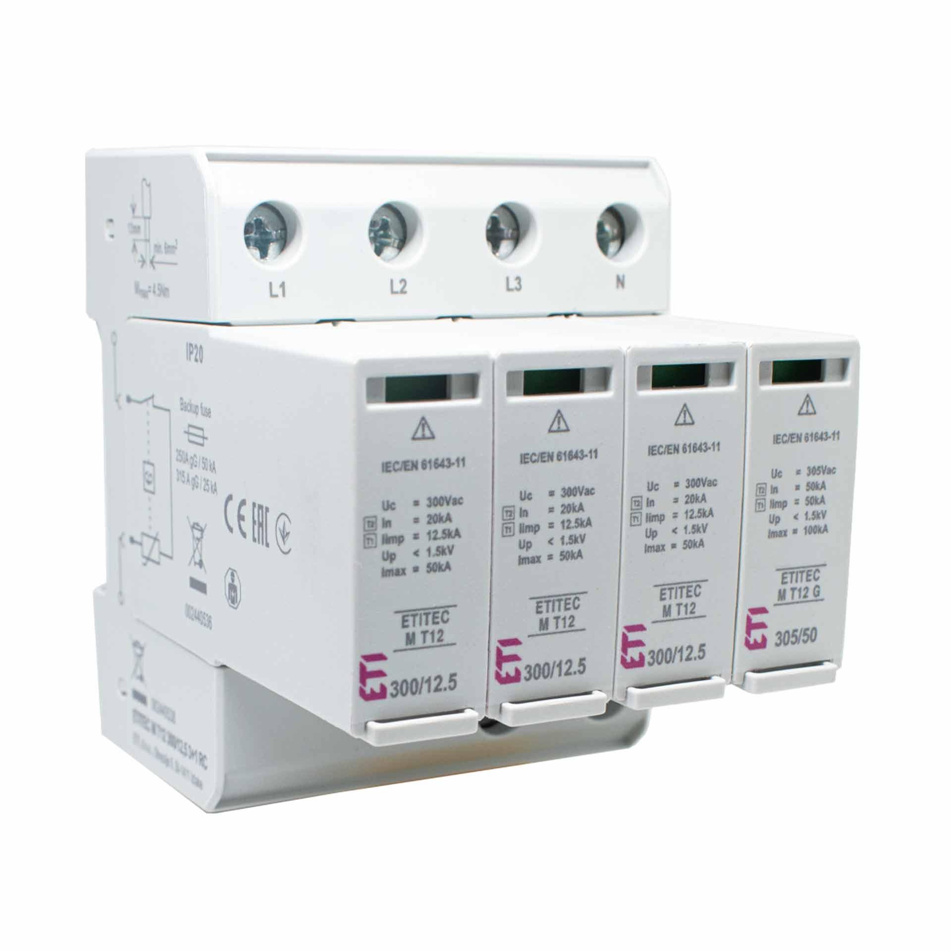 Überspannungsableiter Typ 1+2, ETITEC M T12 300/12,5 3+1 RC (TT & TN-S)