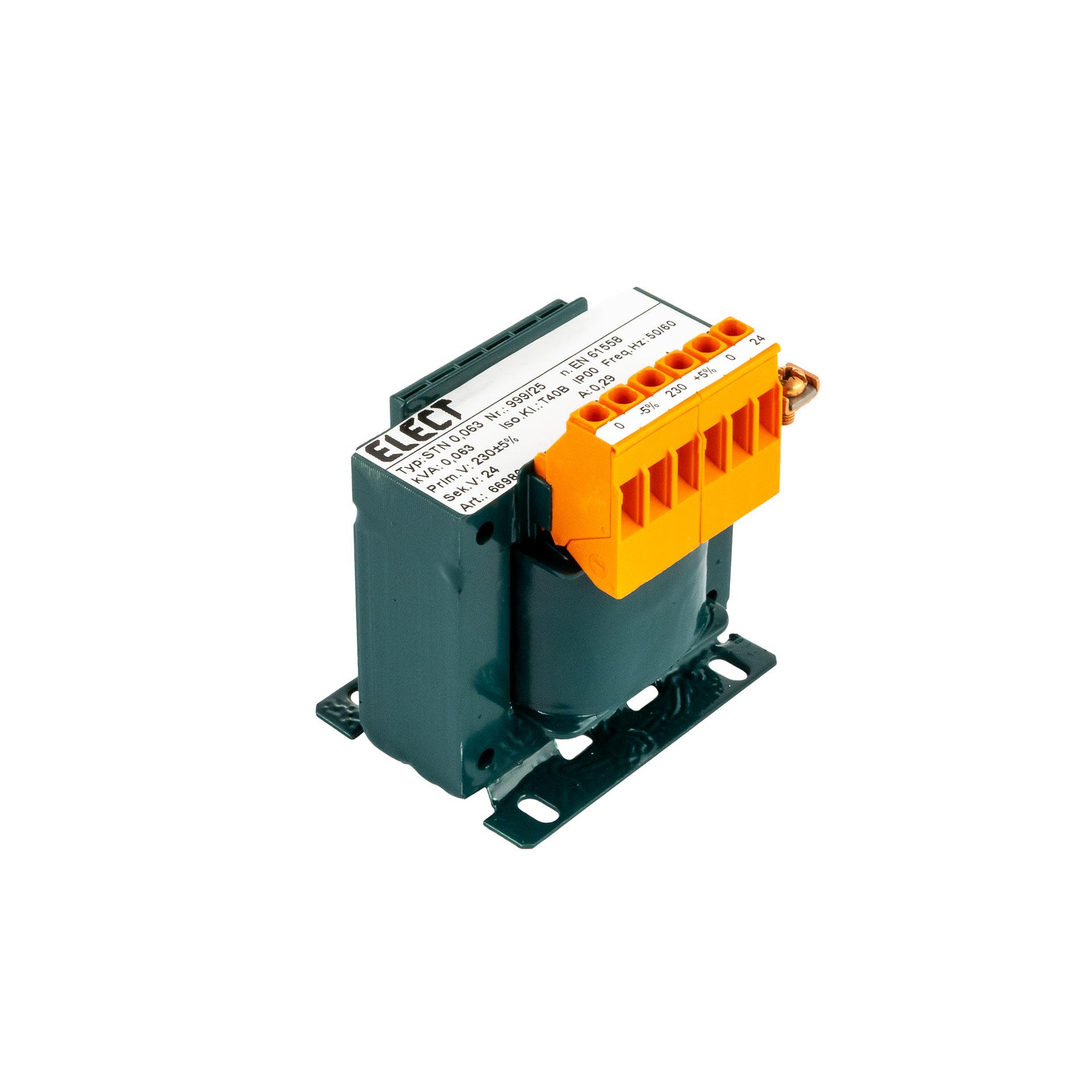 Einphasen Transformator 230V +-5%, 63VA, 24VAC - 2.63A