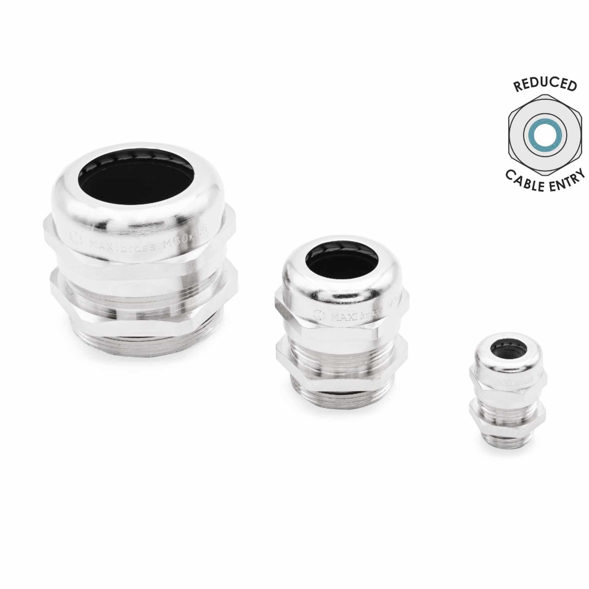 Kabelverschraubung Maxibrass PG9, Messing vernickelt, reduzierter Klemmbereich 2-6mm