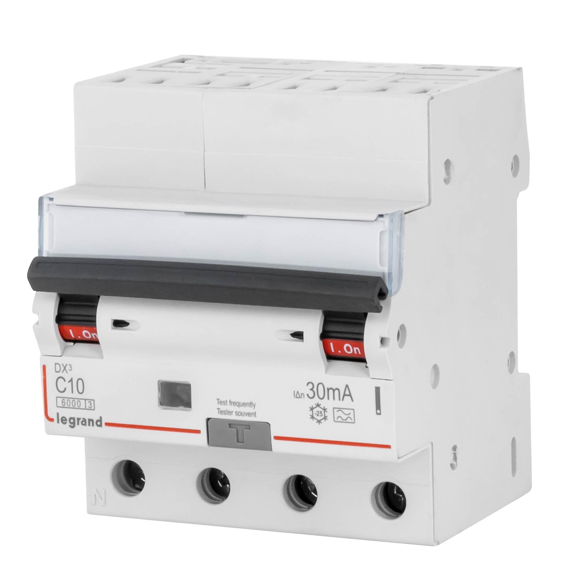 Disjoncteur FI/LS optimisé 4P, caractéristique C / 10A (0.03A), Type A, 6kA, raccordement automati