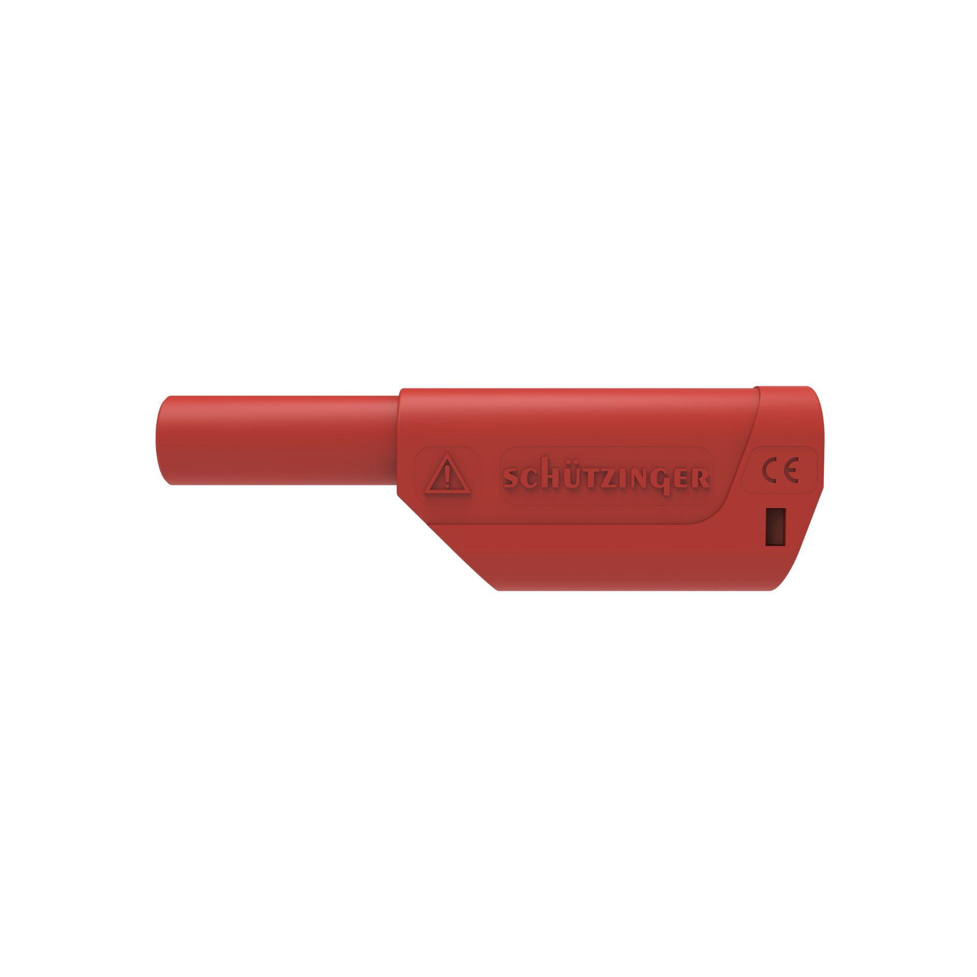 Sicherheits-Federkorbstecker ø 4mm, gerade mit axialer Zusteckbuchse, Lötanschluss bis 2.5mm2, rot
