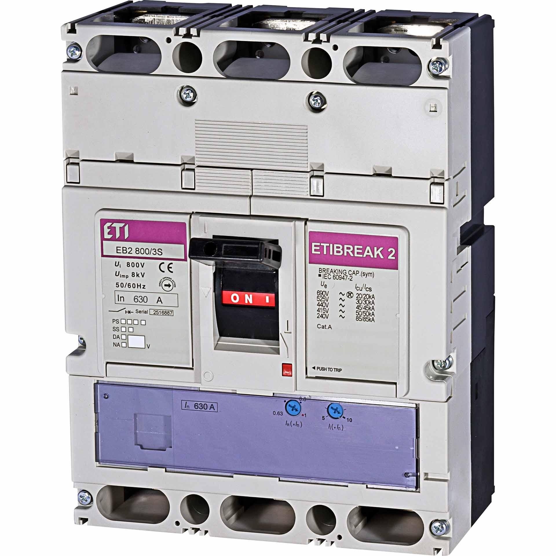 Leistungsschalter EB2 800/3S 630A, Icu 50kA / Ics 50kA