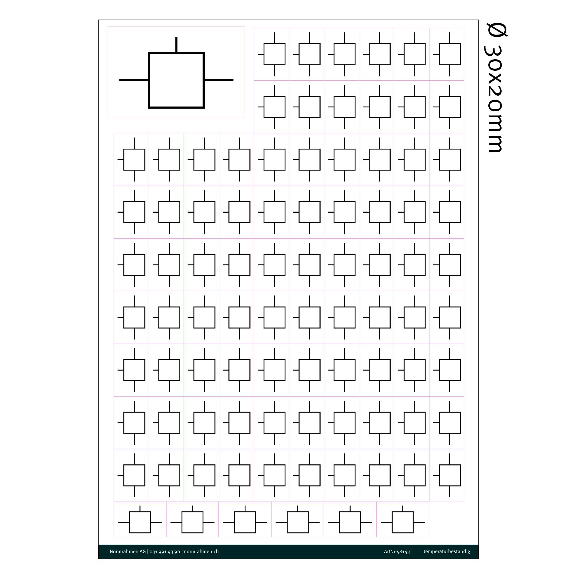 Klemmblockbezeichnung 30x20mm,VPE 72 Stk. A4 Bogen