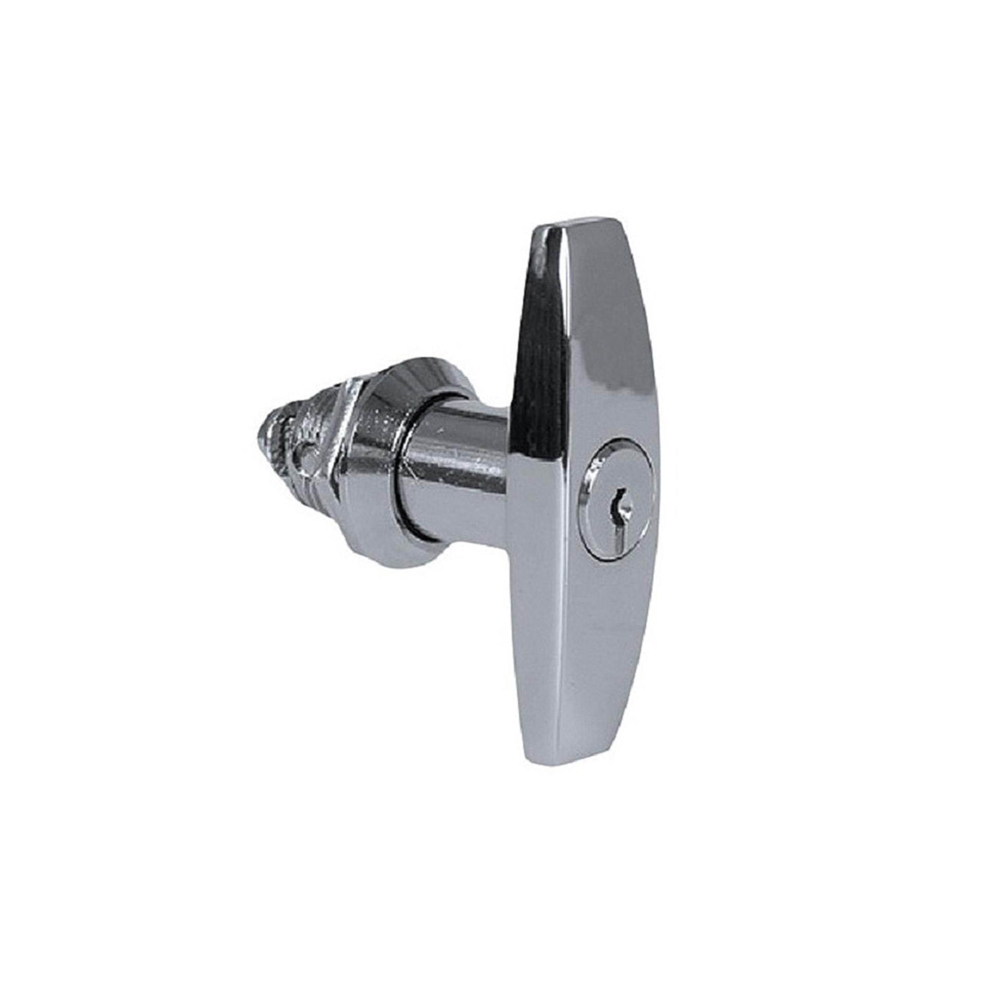 T-Griff GD-Zn verchromt mit Zylinder KABA 1036 montiert, schliessung KABA 5000