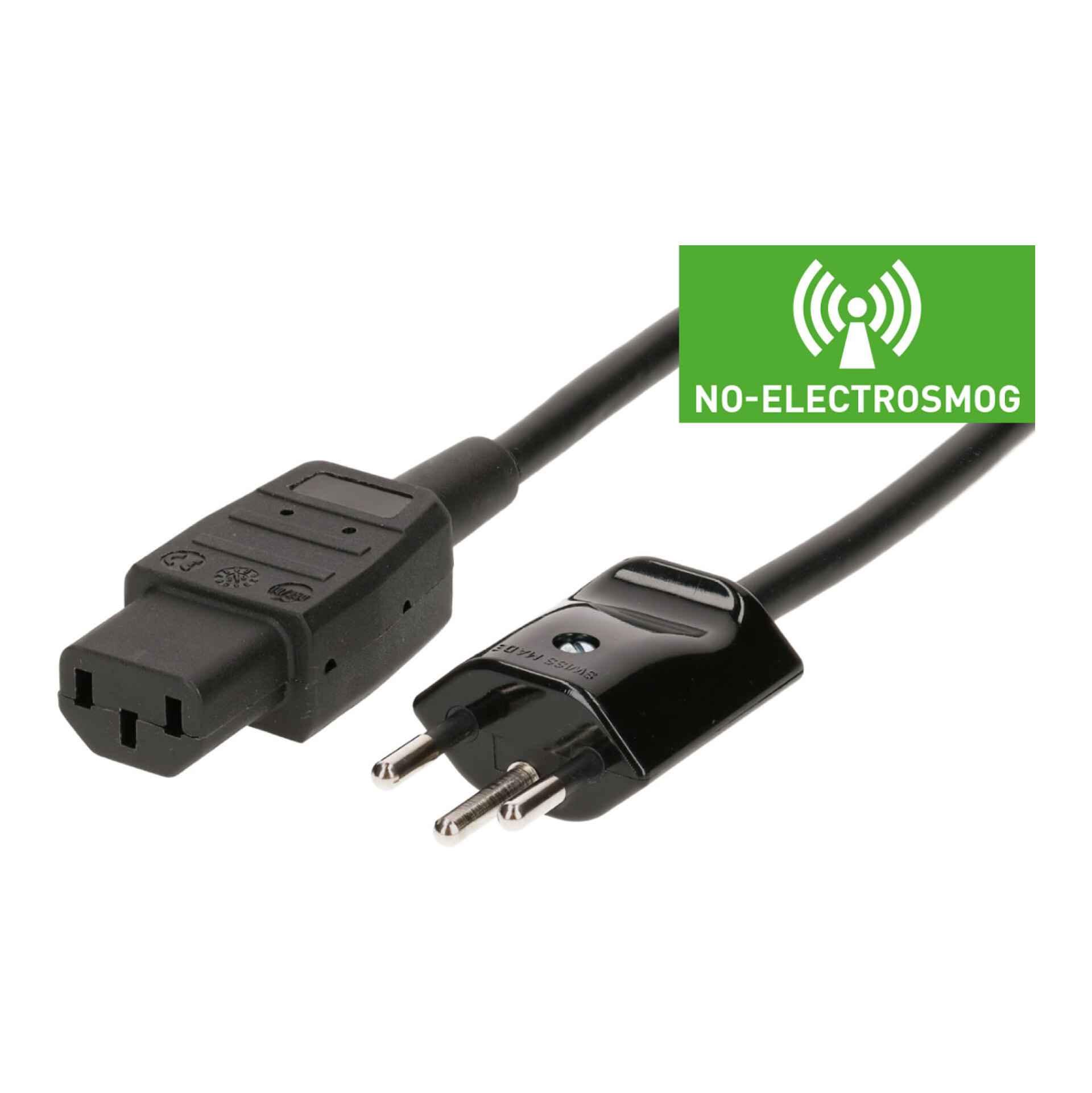Apparatekabel 3G1.0 2m schwarz geschirmt T12/C13