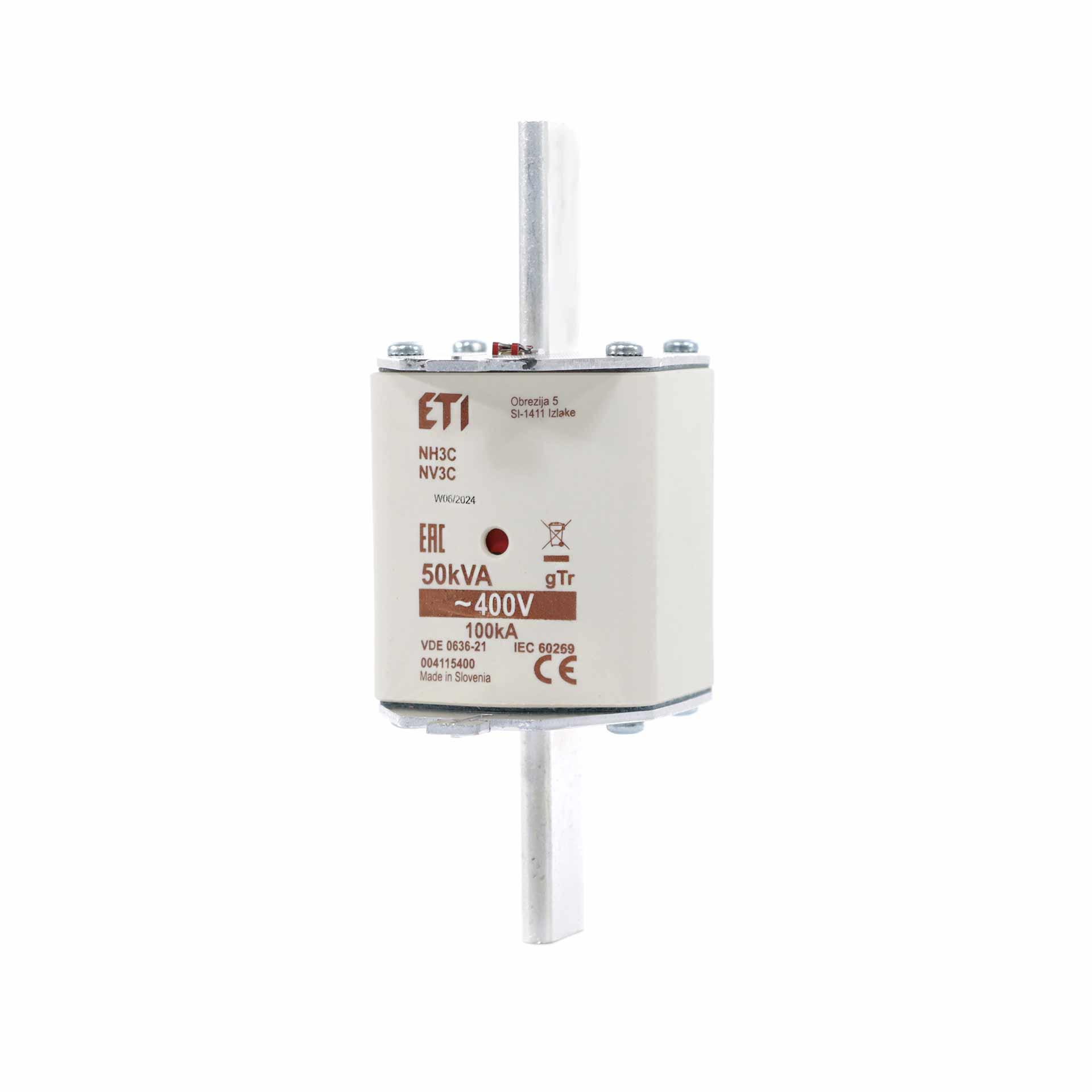 NH fuse size 3, 72A for transformer protection 50kVA, gTr