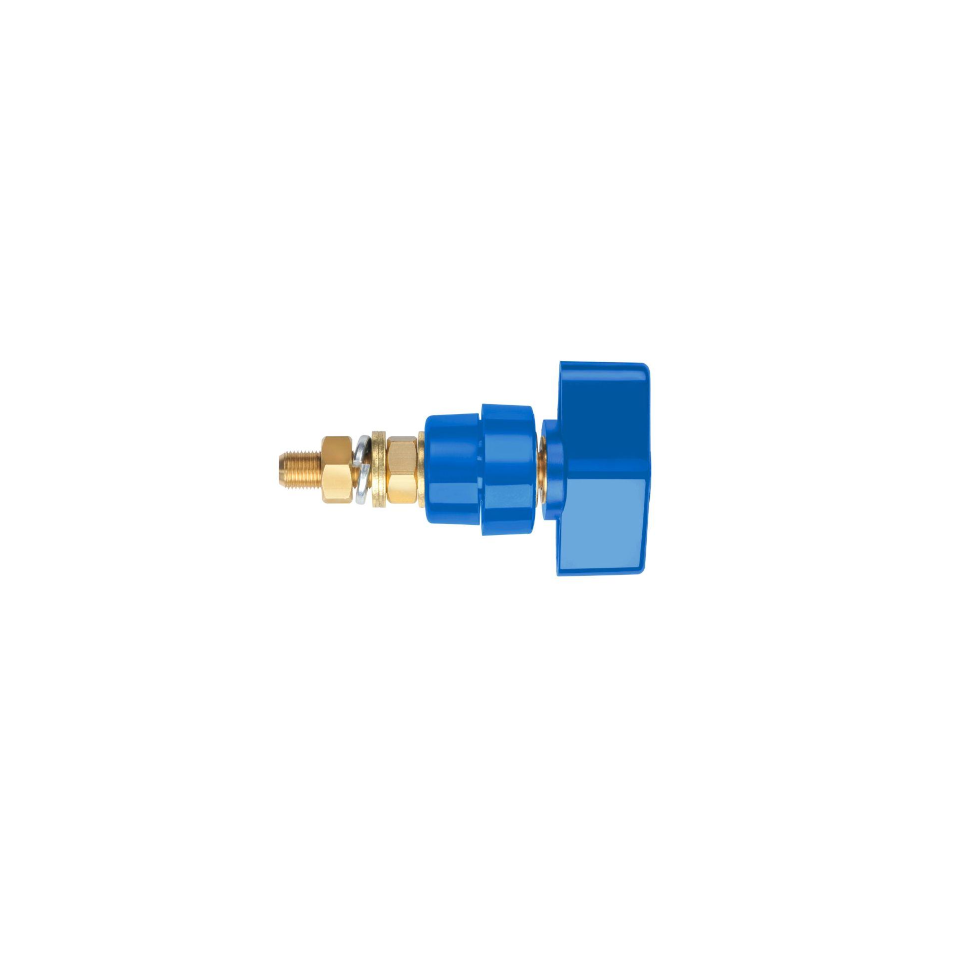Polklemme mit abschraubbarem Knebelkopf, 100A, M8, blau