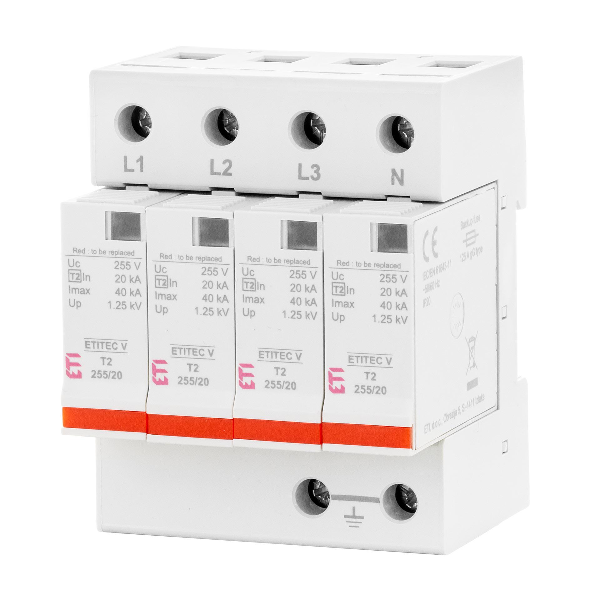 Überspannungsableiter Typ 2, ETITEC V C T2 255/20 4+0 RC, (TN-S)