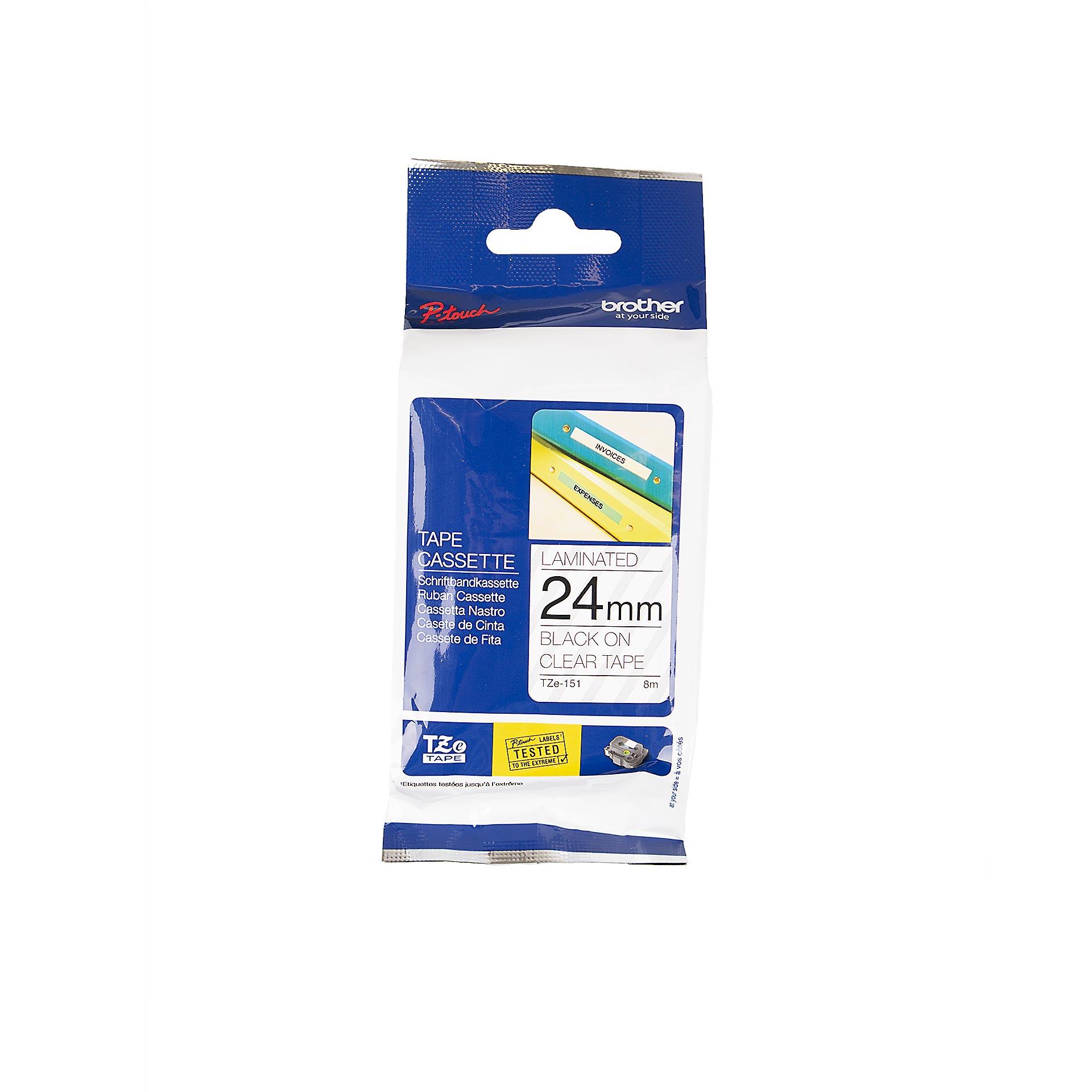 Schriftbandkassette Brother, 24mm x 8m, P-Touch TZE-151, Band transparent / Schrift schwarz
