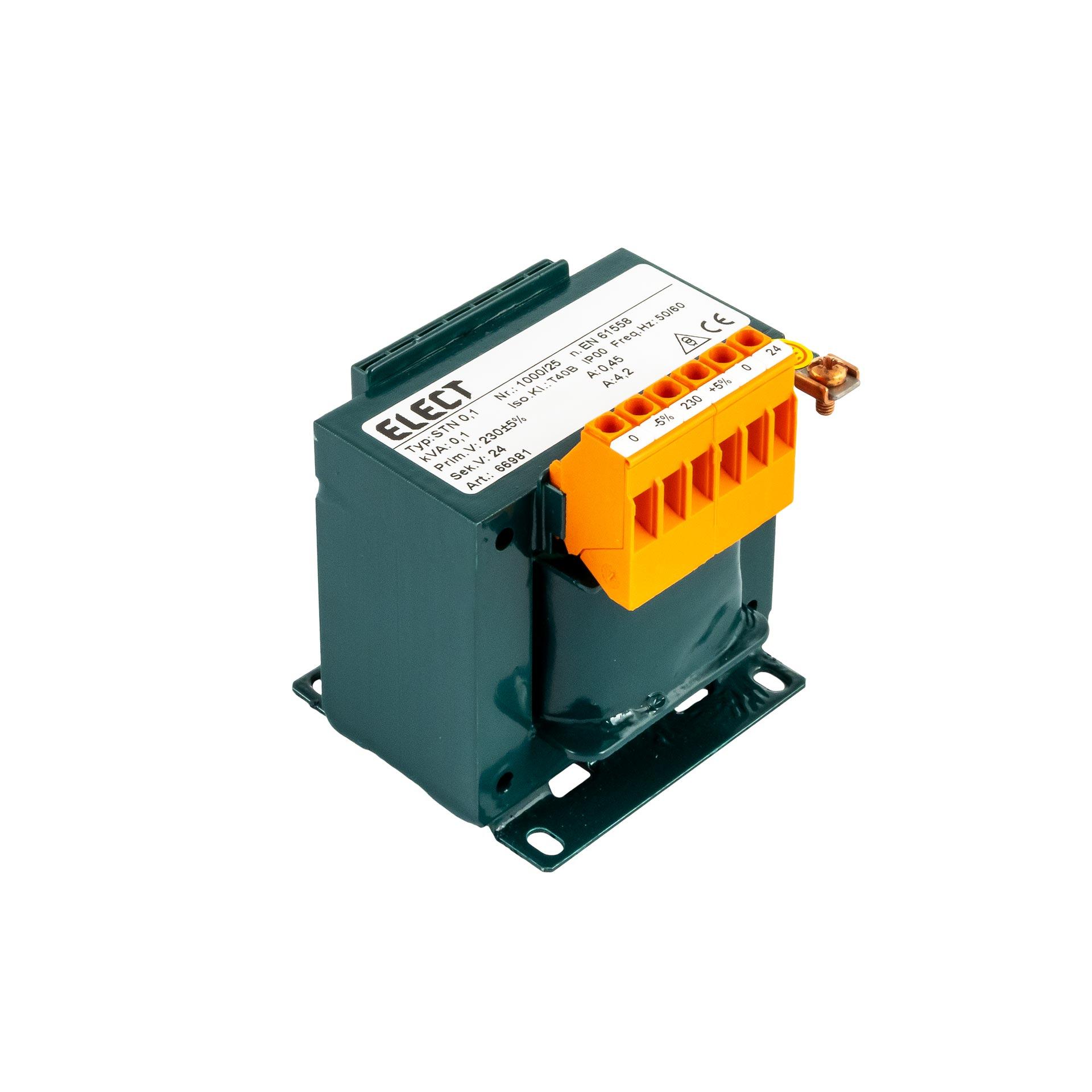 Einphasen Transformator 230V +-5%, 100VA, 24VAC - 4.17A