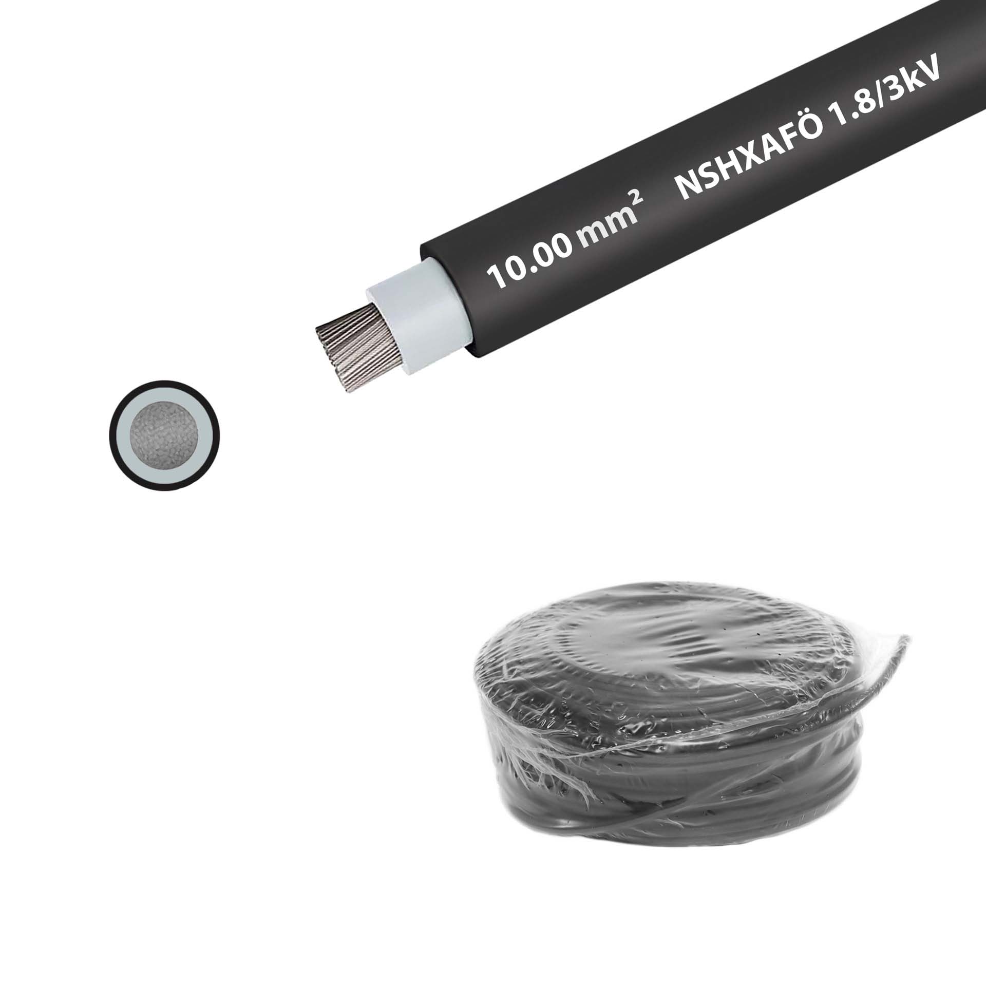 Hochspannungslitze verzinnt NSHXAFÖ 1.8/3kV, 10mm2, halogenfrei, schwarz