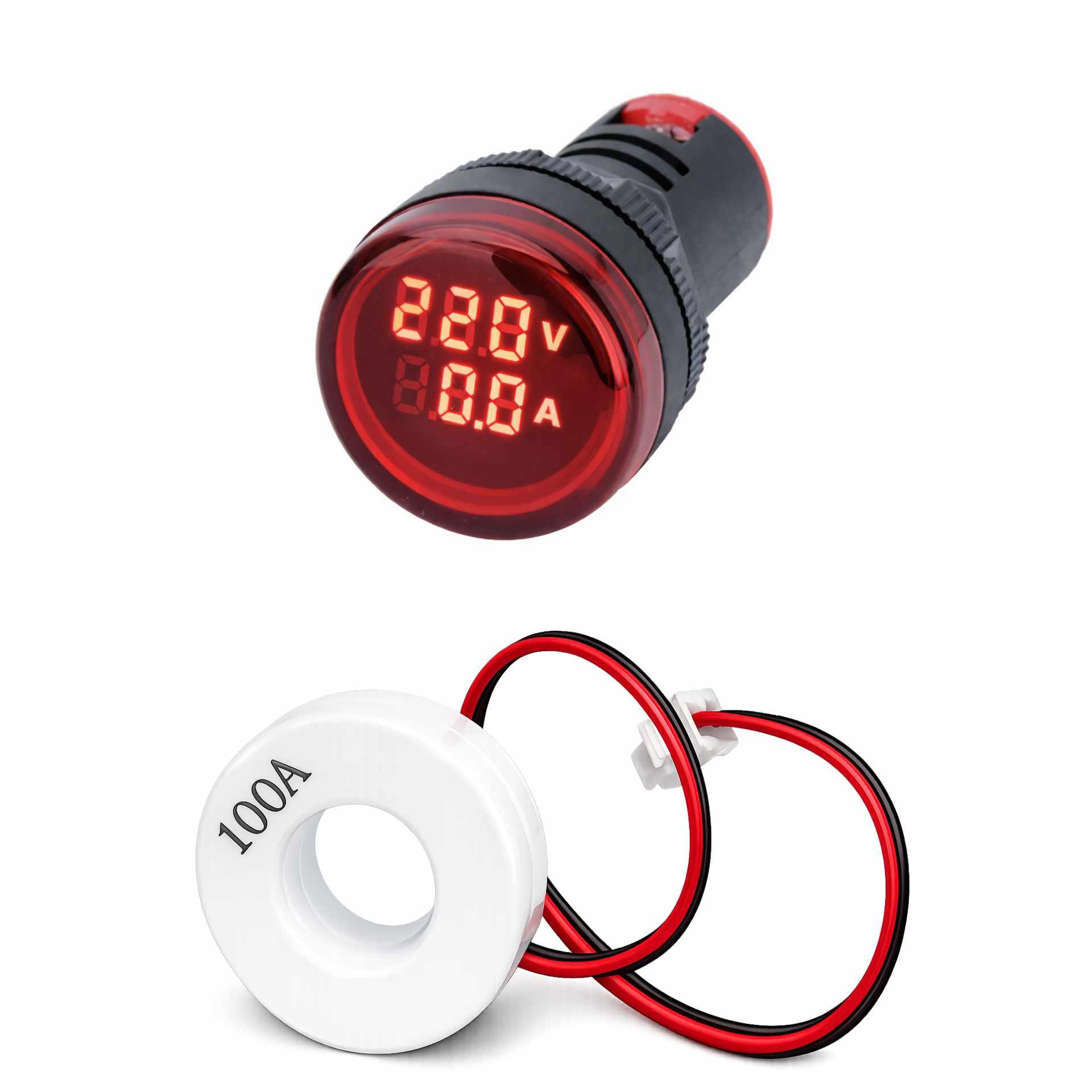 Chint Digitale LED-Einbauanzeige 22mm, Strom / Spannung, rund, rot
