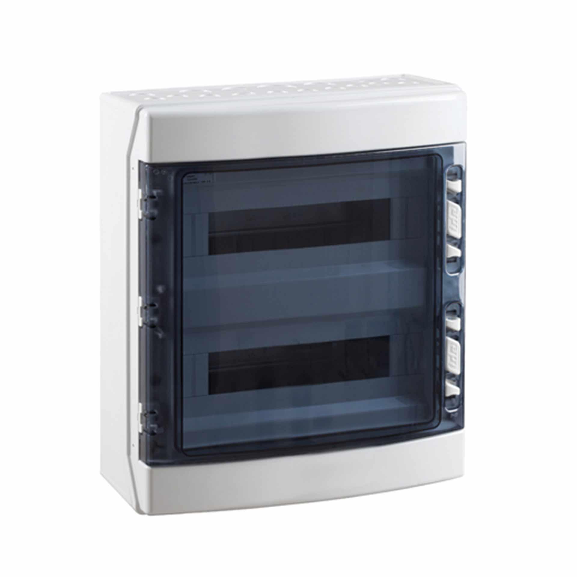 Aufputzverteiler "CDN36PT2F" mit transparenter Tür, IP65, 2x18 Modul (36M) ohne N-PE Klemmen