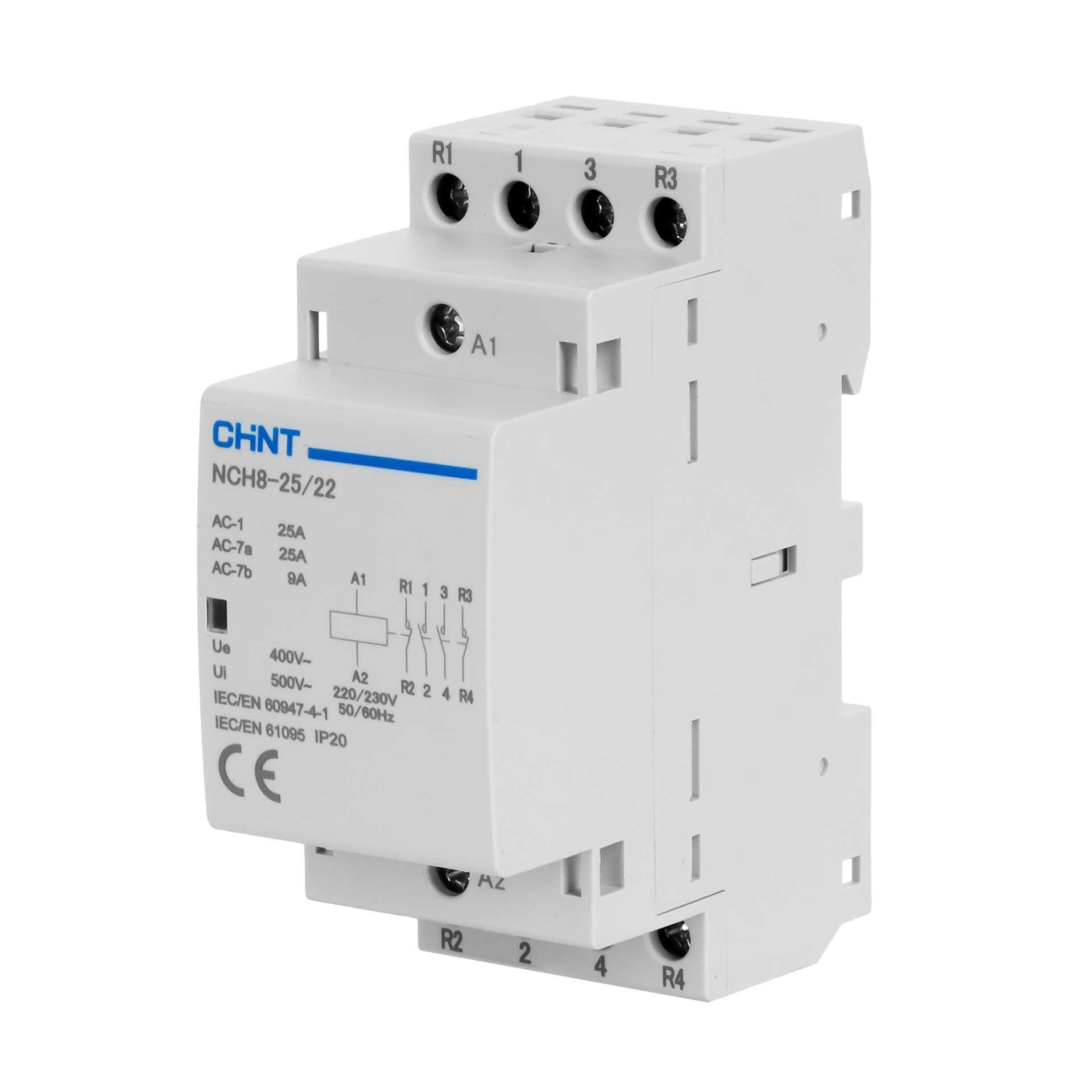 Chint Installationsschütz 4-Polig, 25A (AC1 400V), R25-22, 230V AC, 2-Schliesser & 2-Öffner